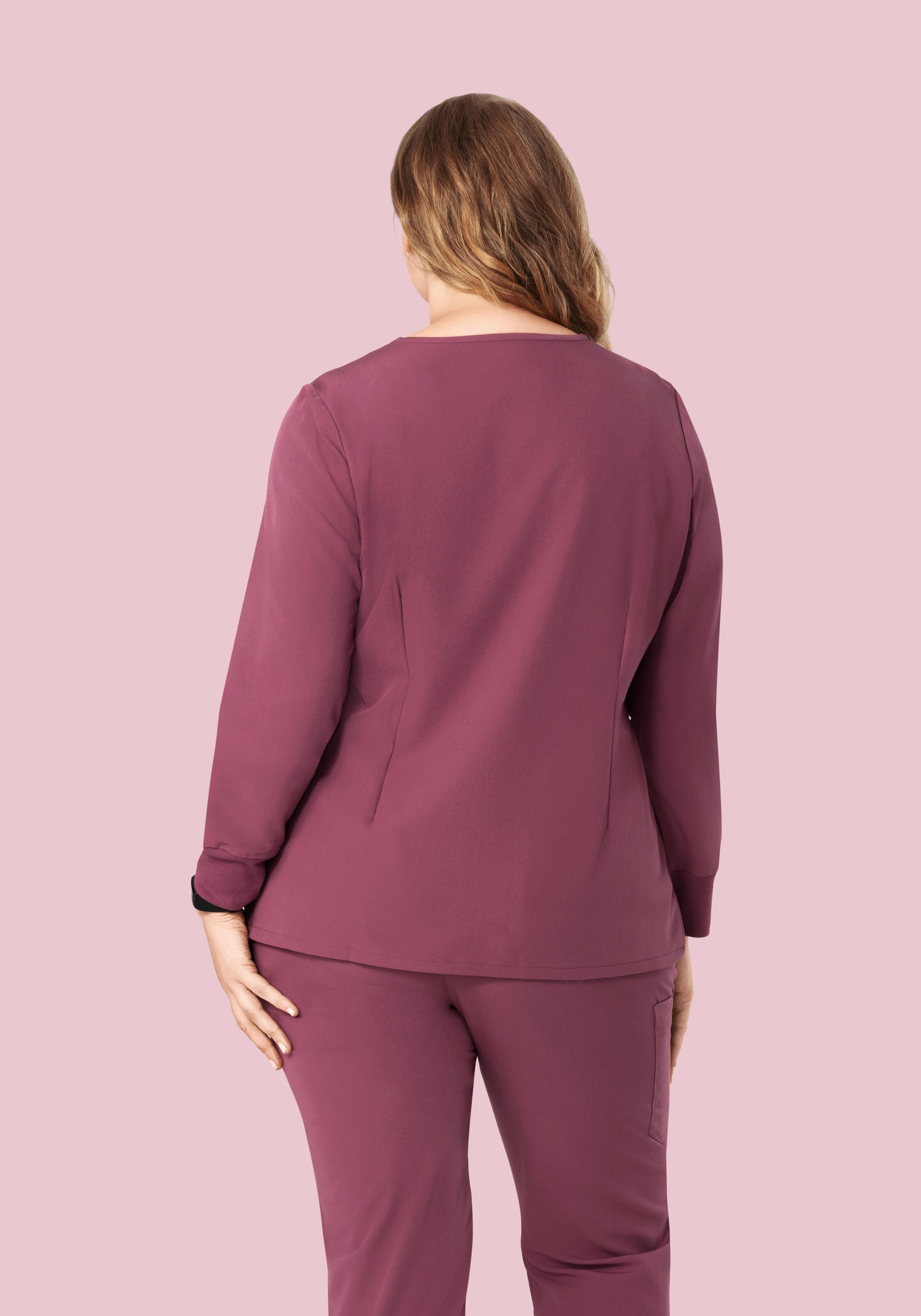 Long Sleeve 6 Pocket Top Deep Mauve
