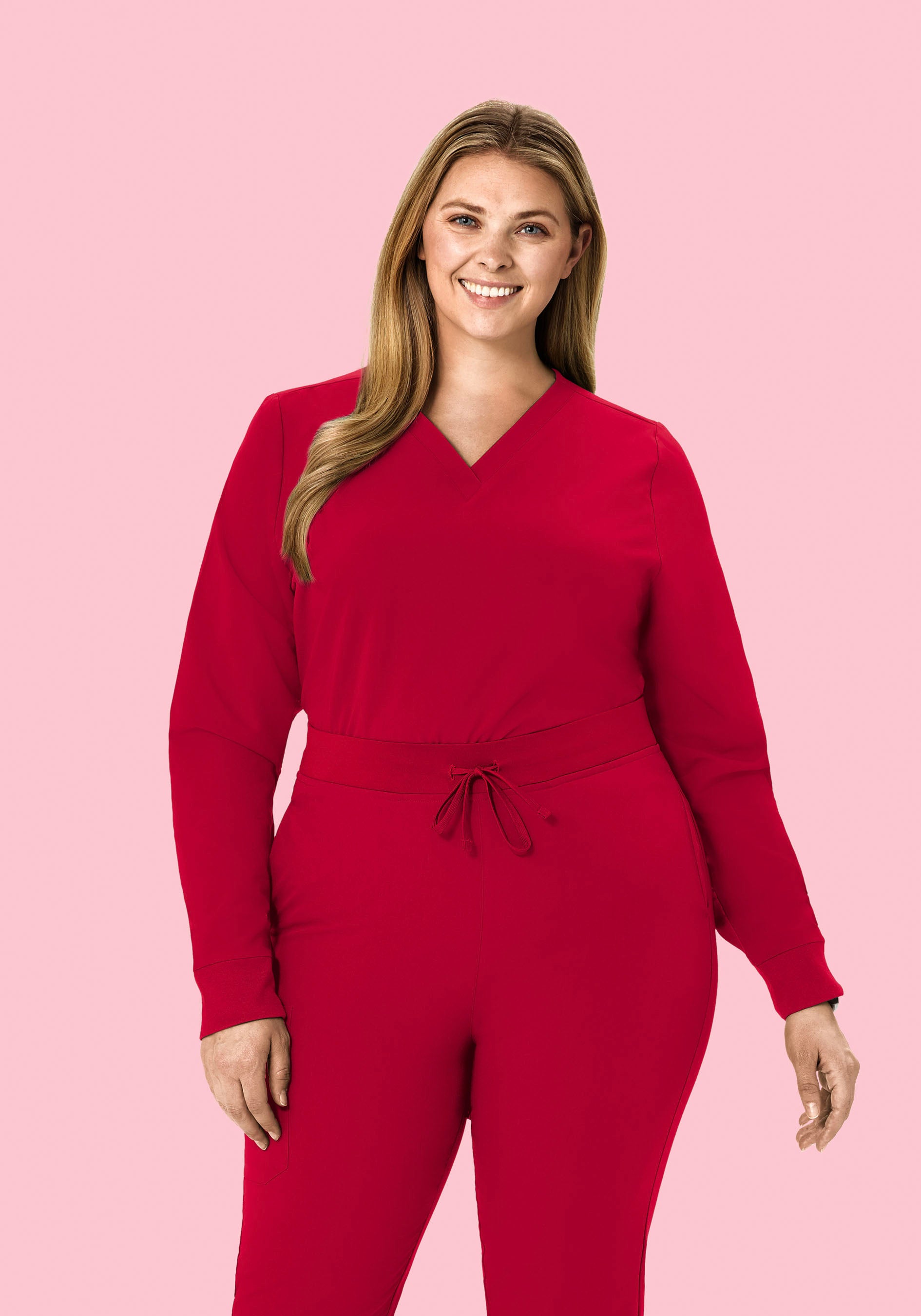 Long Sleeve 6 Pocket Top Crimson