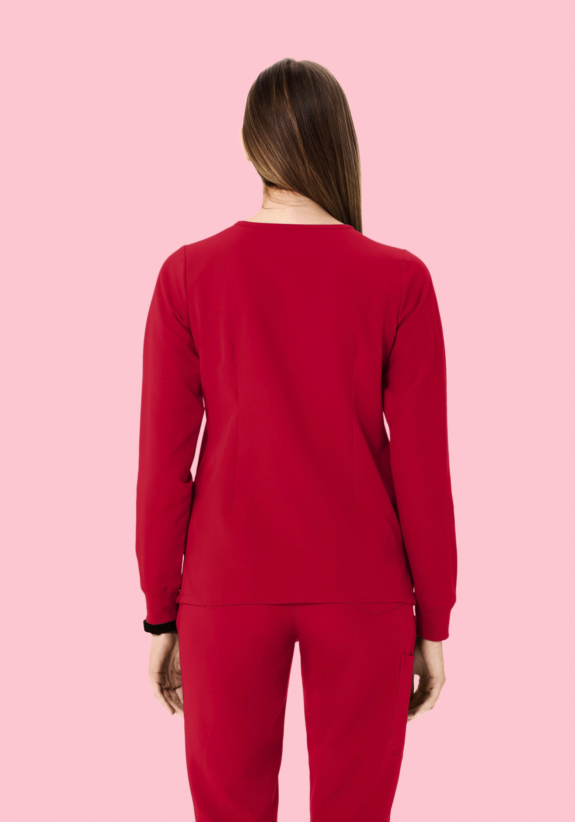 Long Sleeve 6 Pocket Top Crimson