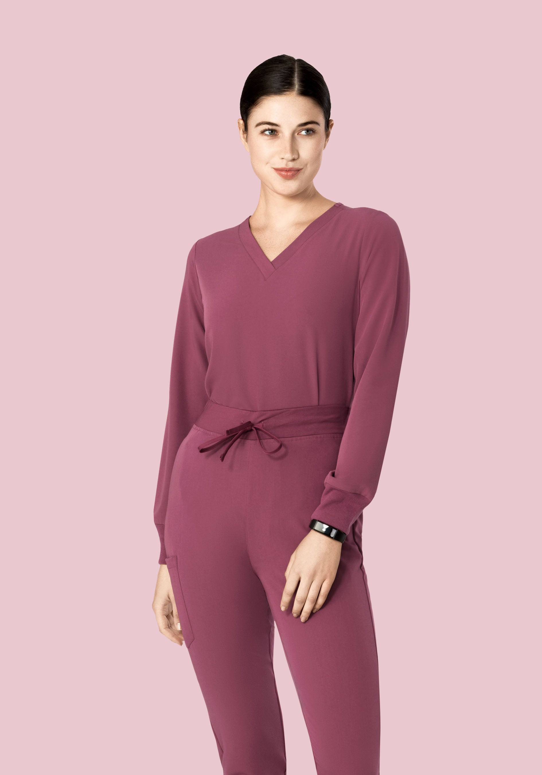 Long Sleeve 6 Pocket Top Deep Mauve