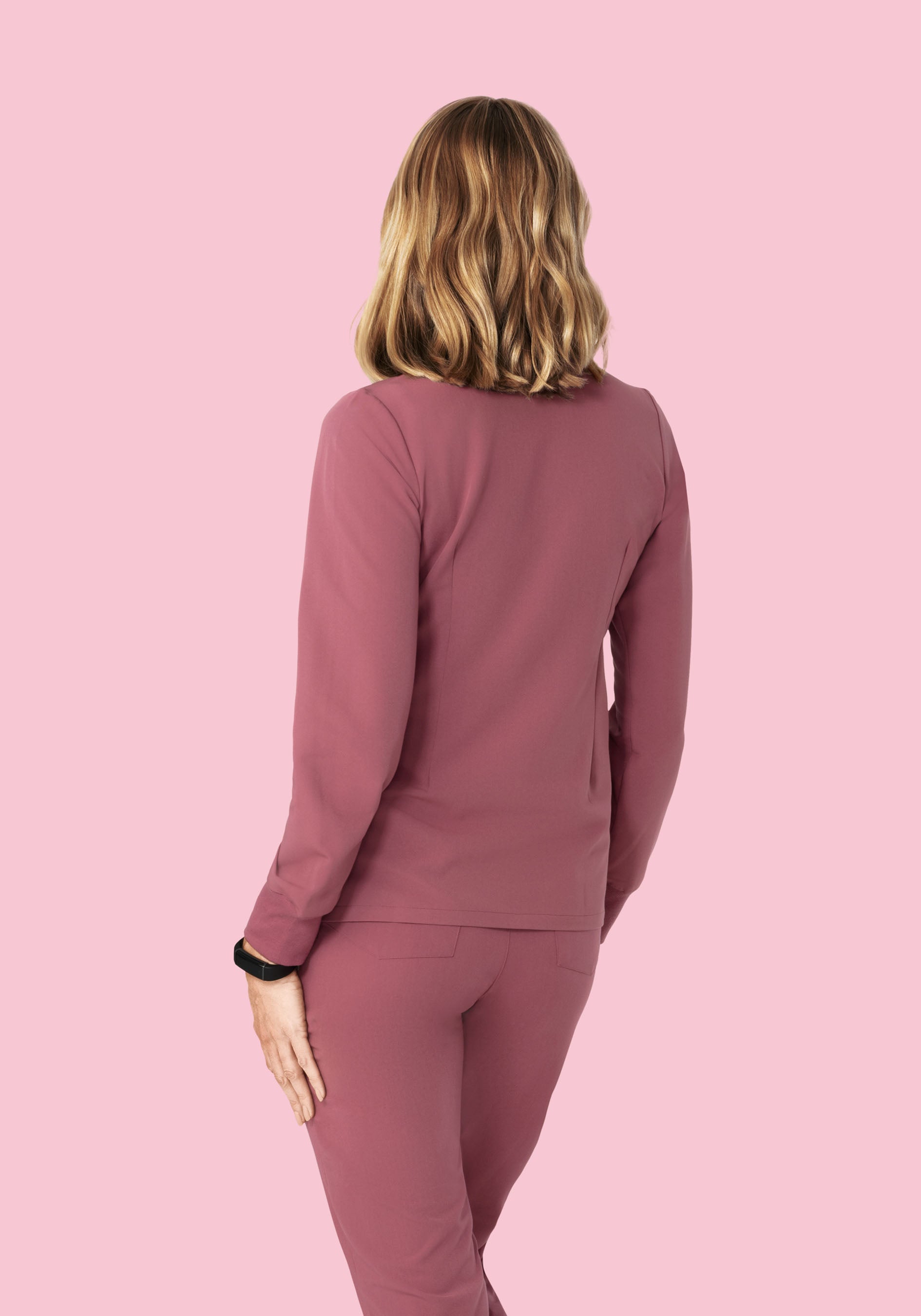 Long Sleeve Notch Neck Top Mauve