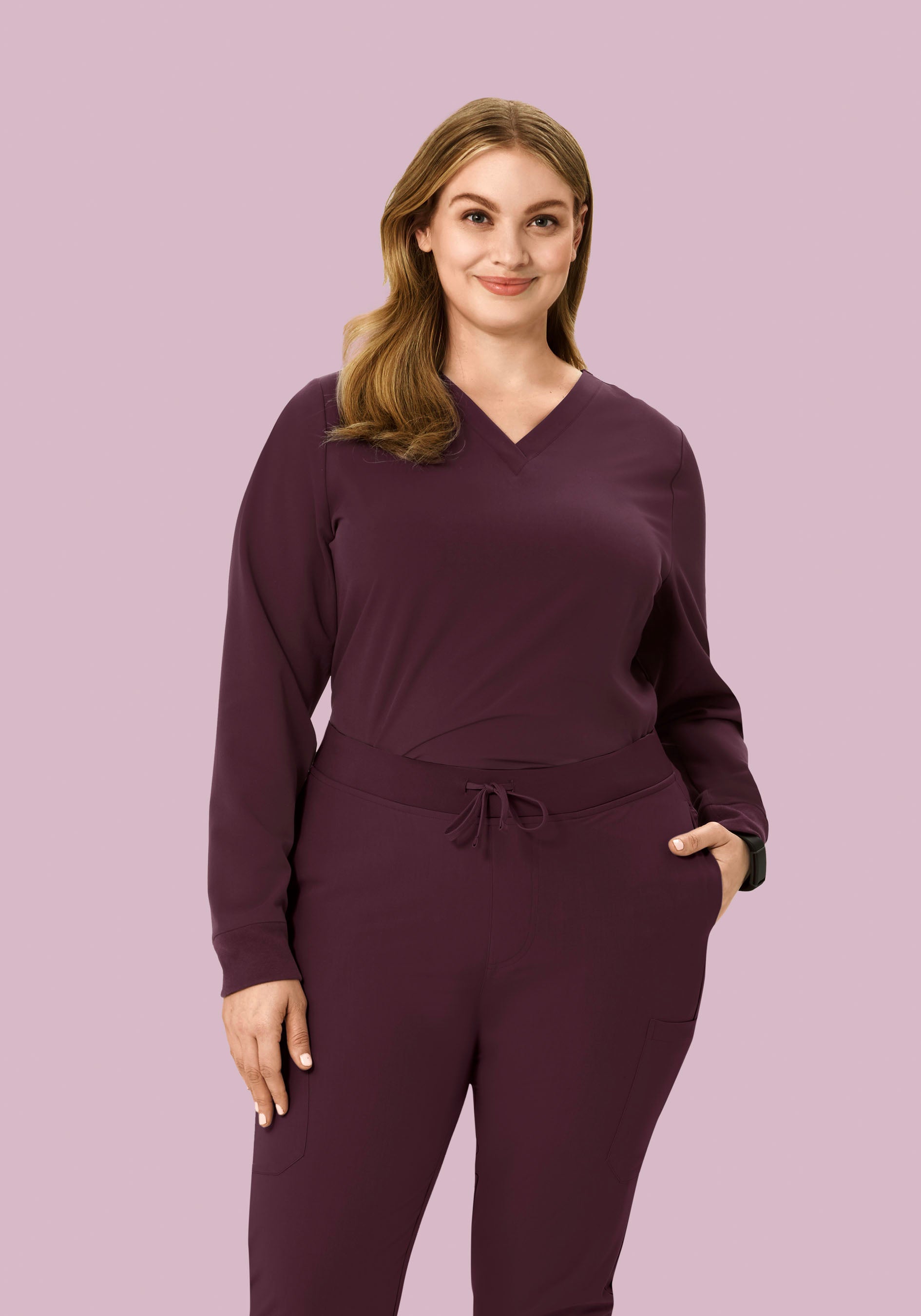 Long Sleeve 6 Pocket Top Merlot