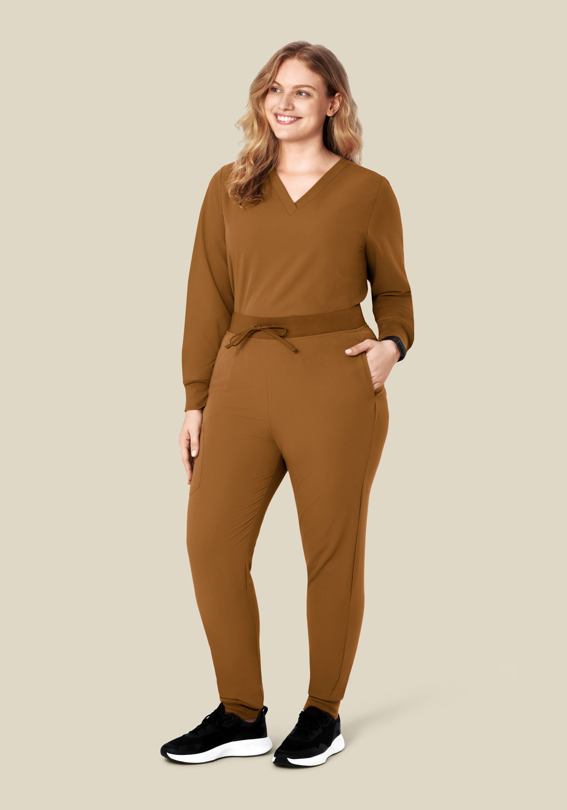 Long Sleeve 6 Pocket Top Camel