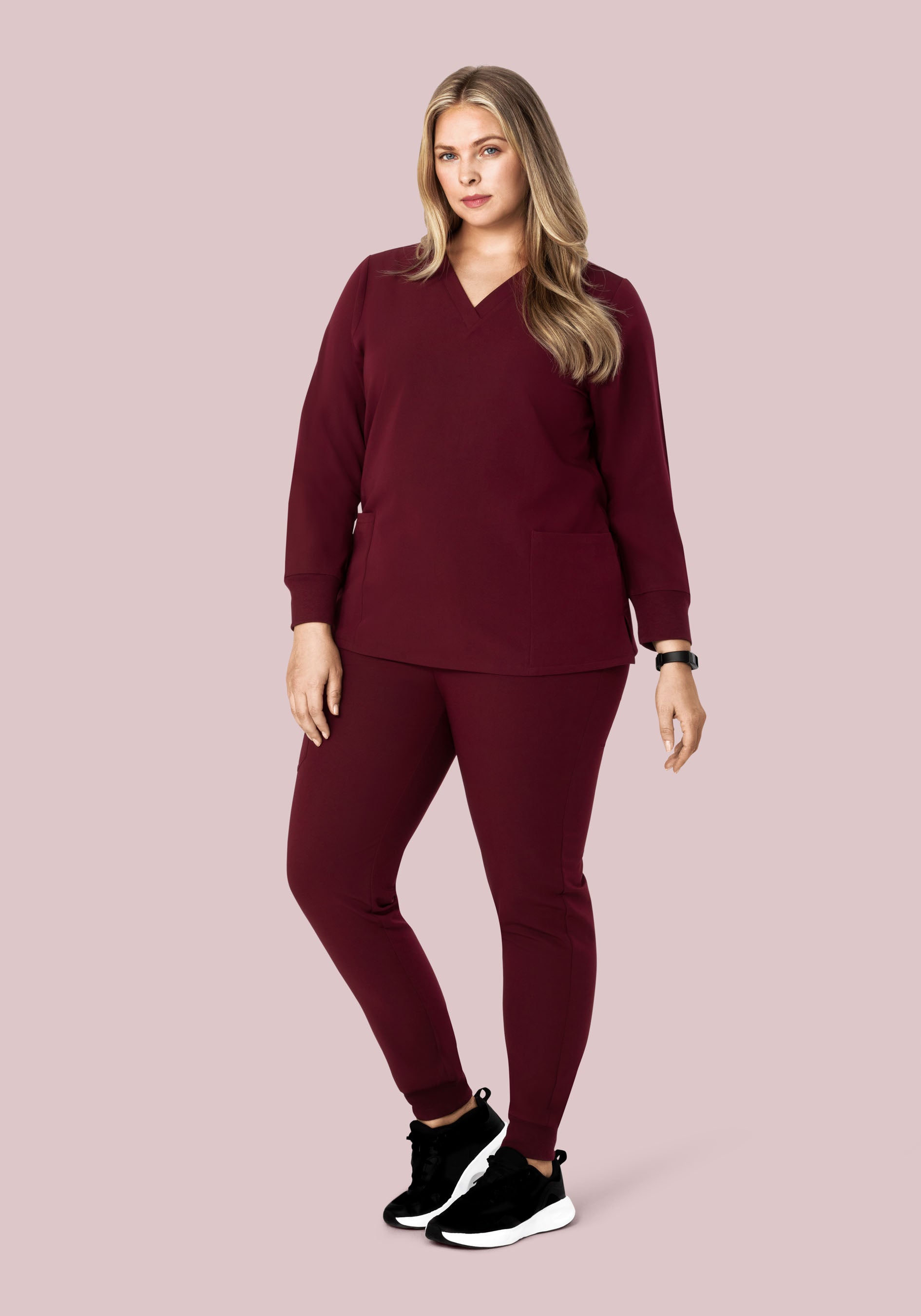Long Sleeve 6 Pocket Top Wine