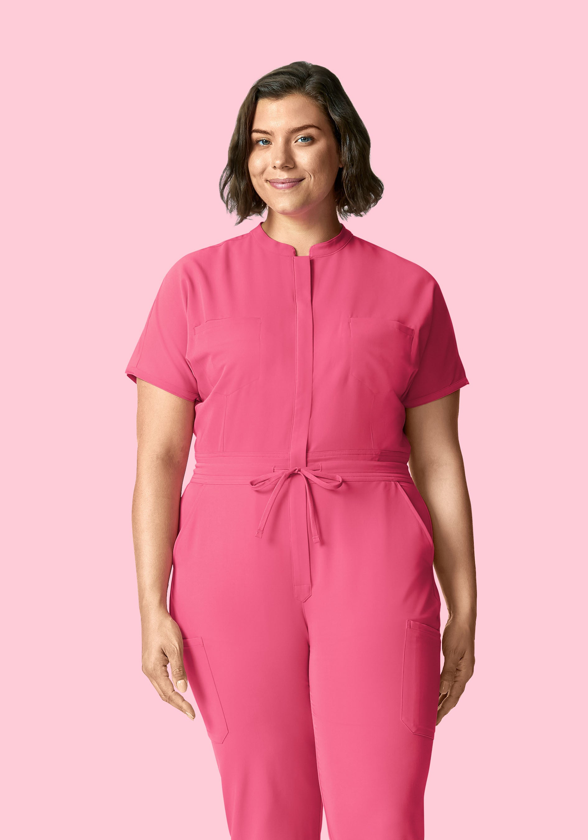 Mandarin Dolman Cargo Jumpsuit Bubblegum