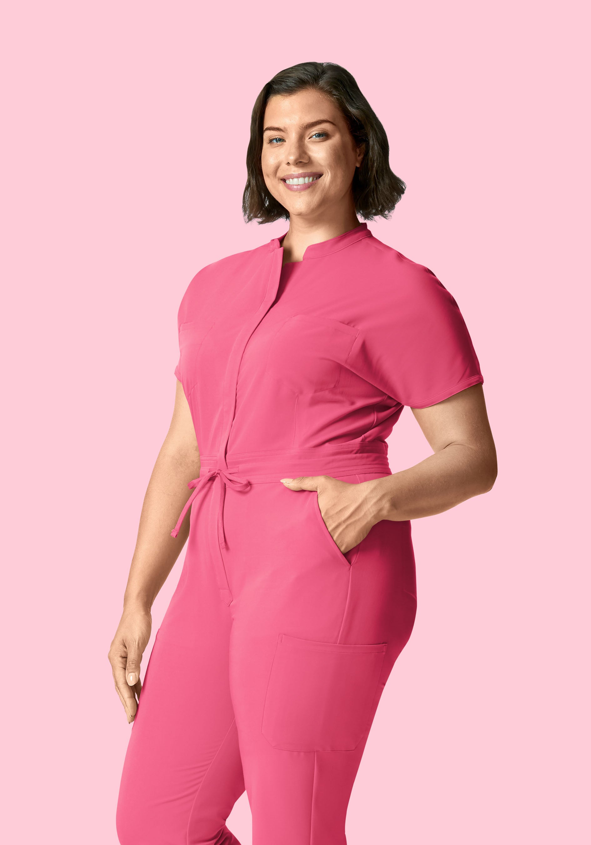 Mandarin Dolman Cargo Jumpsuit Bubblegum
