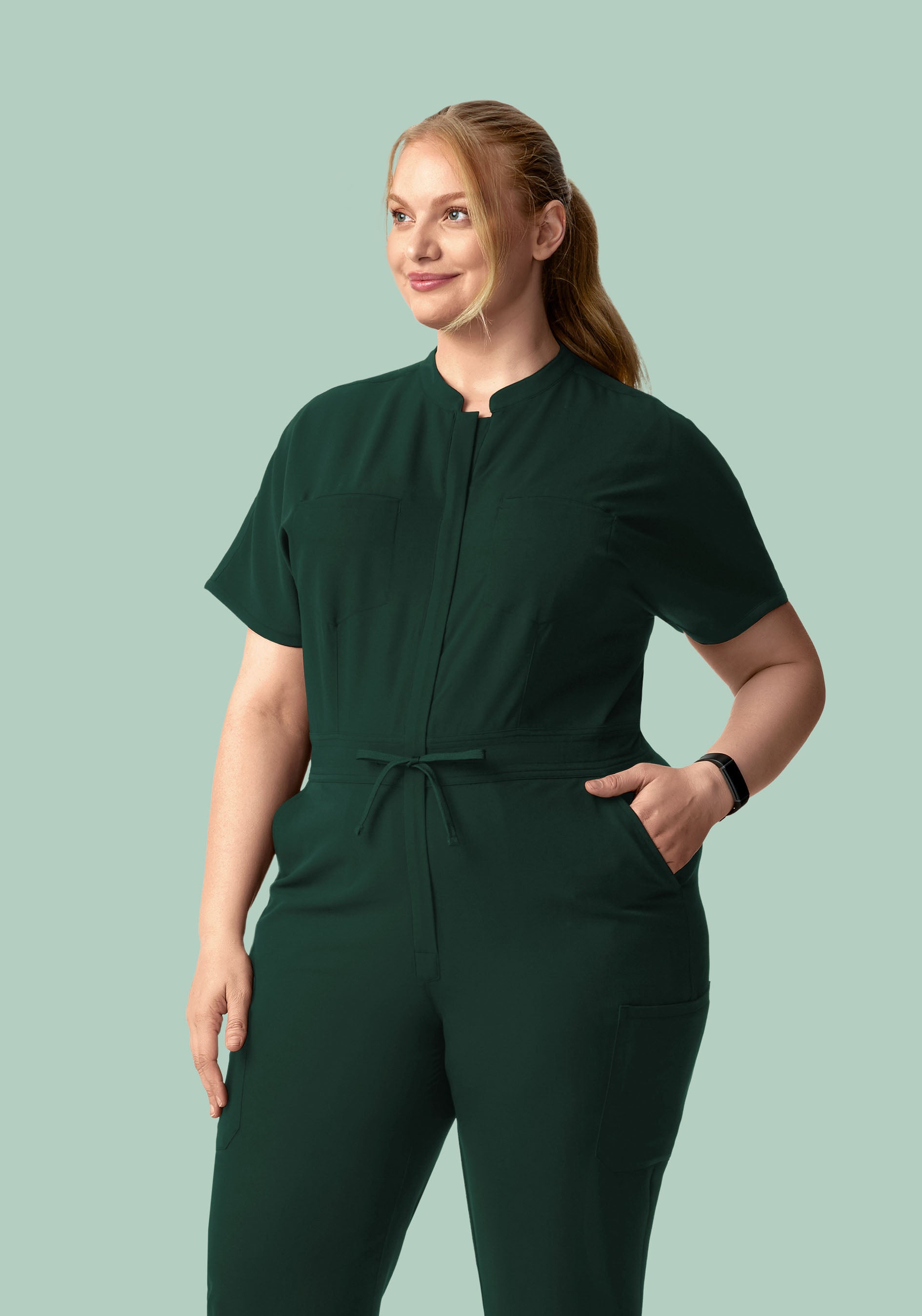 Mandarin Dolman Cargo Jumpsuit Midnight Green