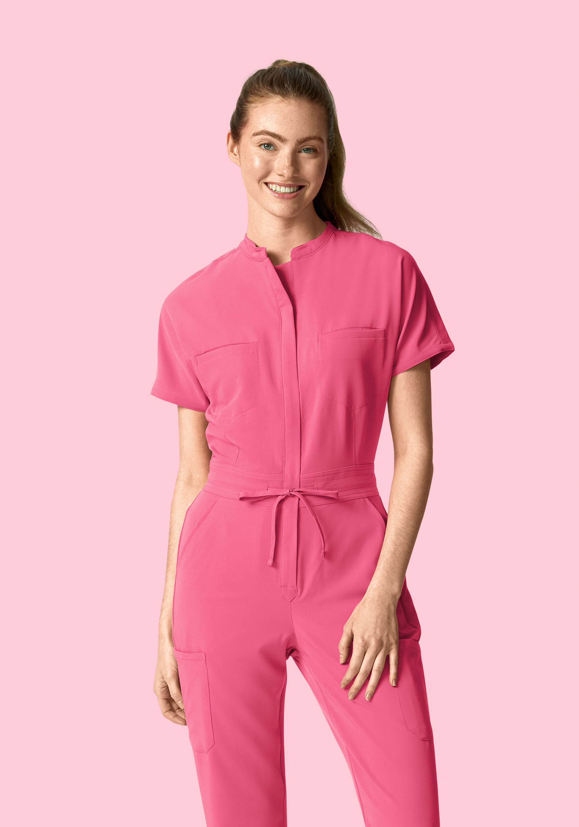 Mandarin Dolman Cargo Jumpsuit Bubblegum