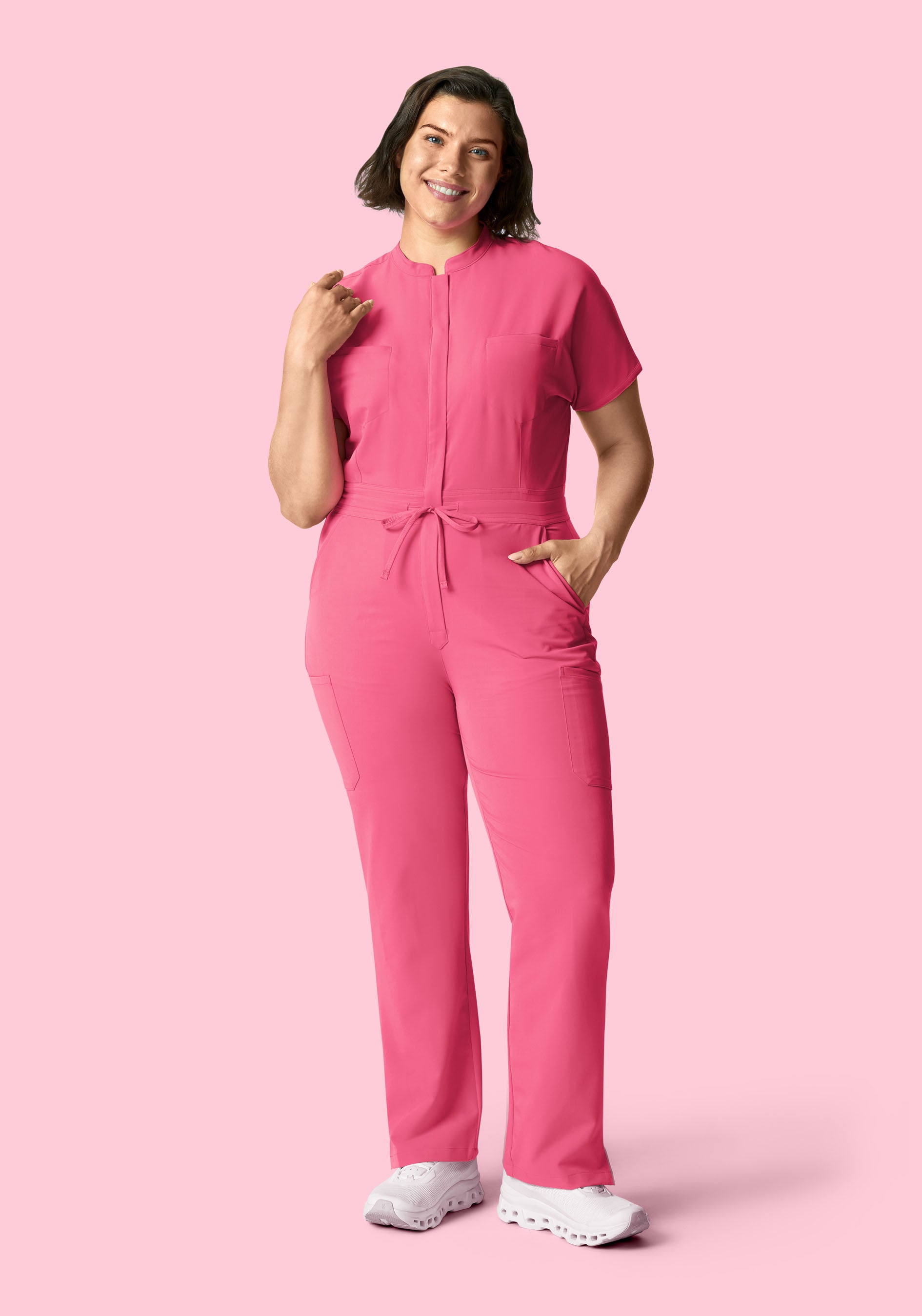 Mandarin Dolman Cargo Jumpsuit Bubblegum