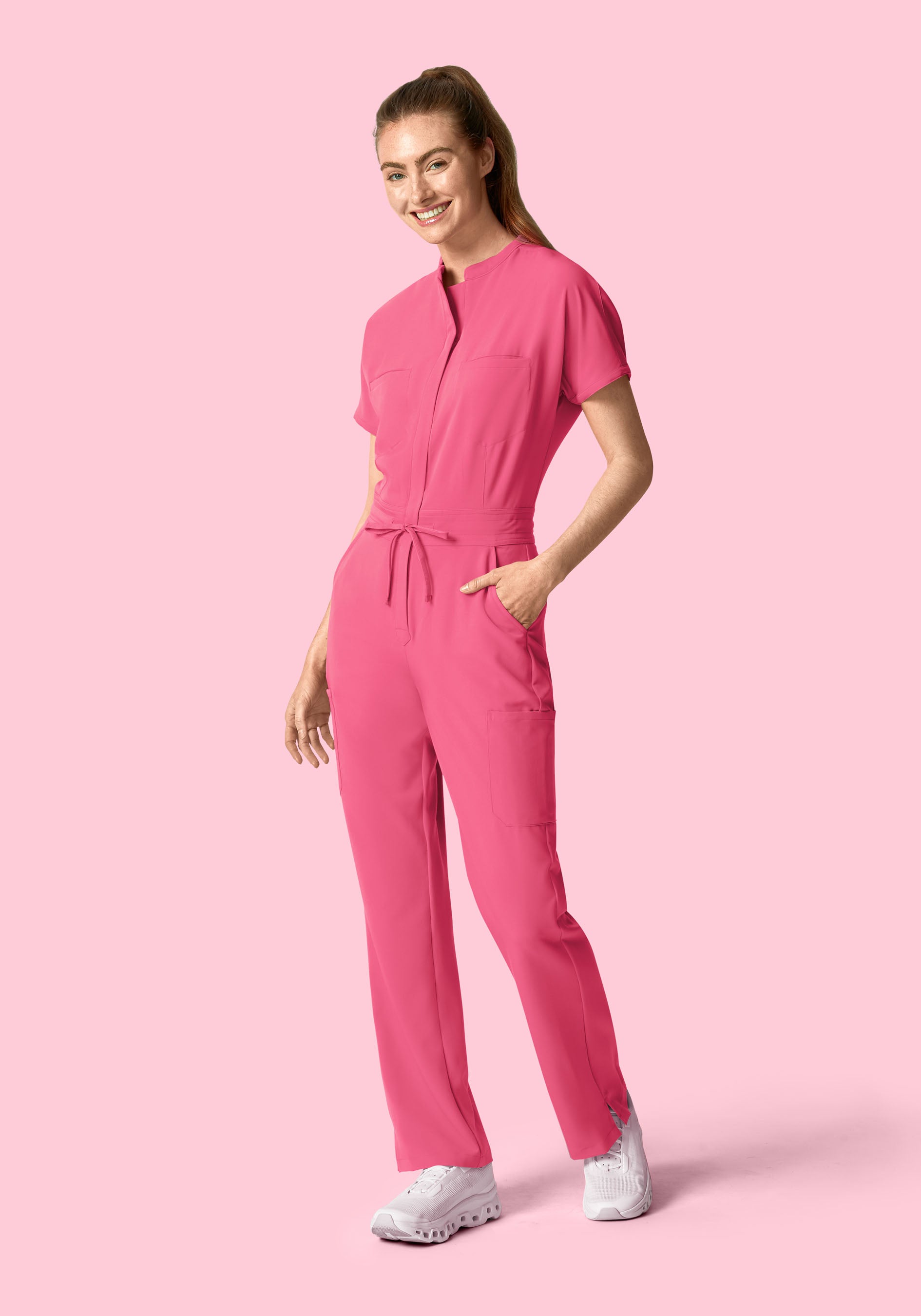 Mandarin Dolman Cargo Jumpsuit Bubblegum