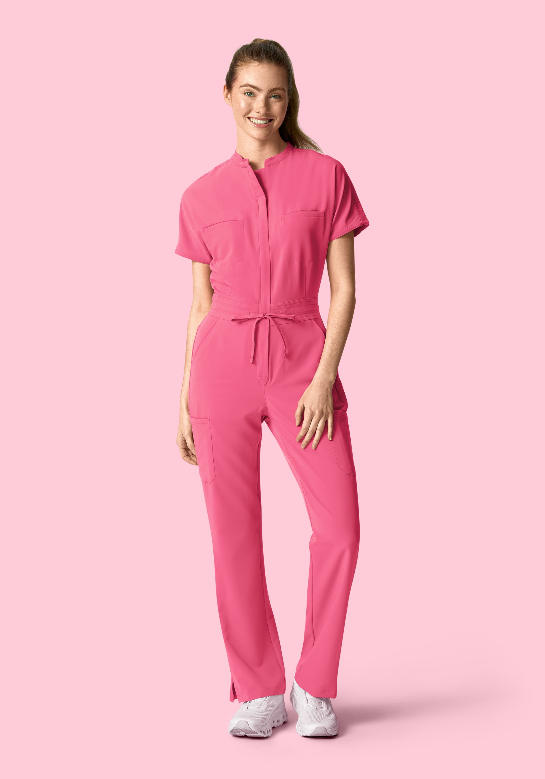 Mandarin Dolman Cargo Jumpsuit Bubblegum