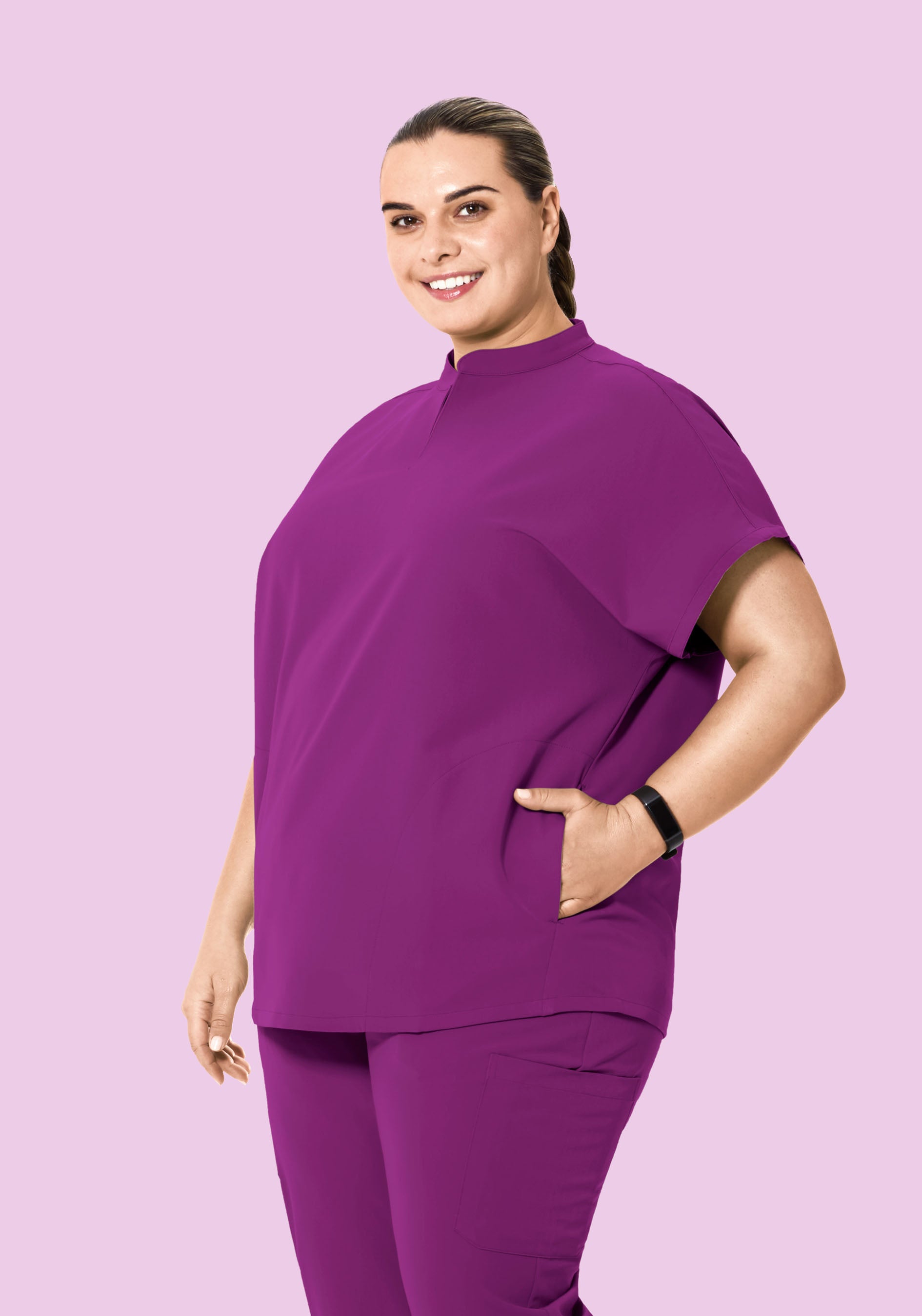 Mandarin Dolman Top Dark Orchid