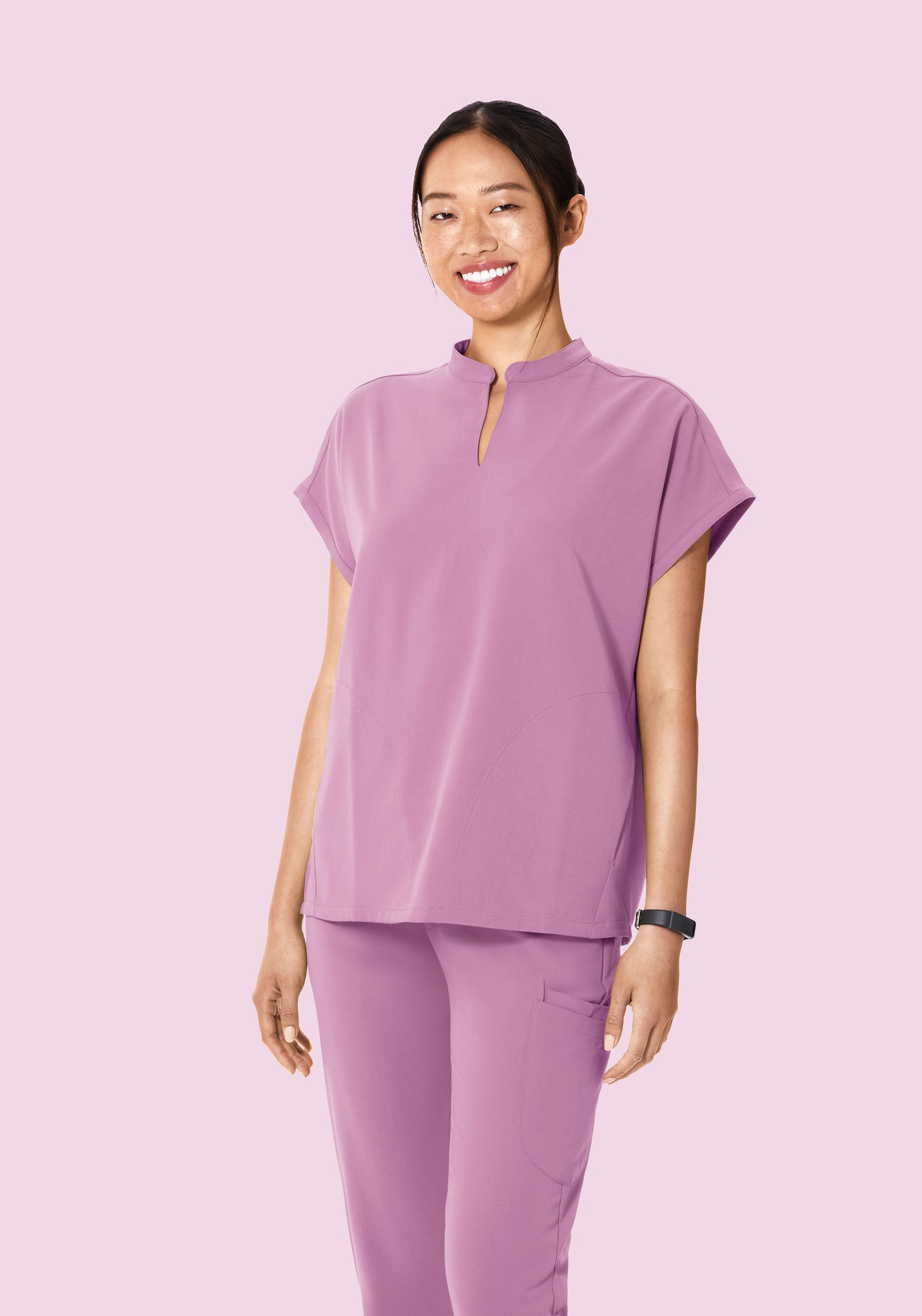 Women's Oversized Mandarin Dolman Scrub Top - Lilac | Mandala Scrubs