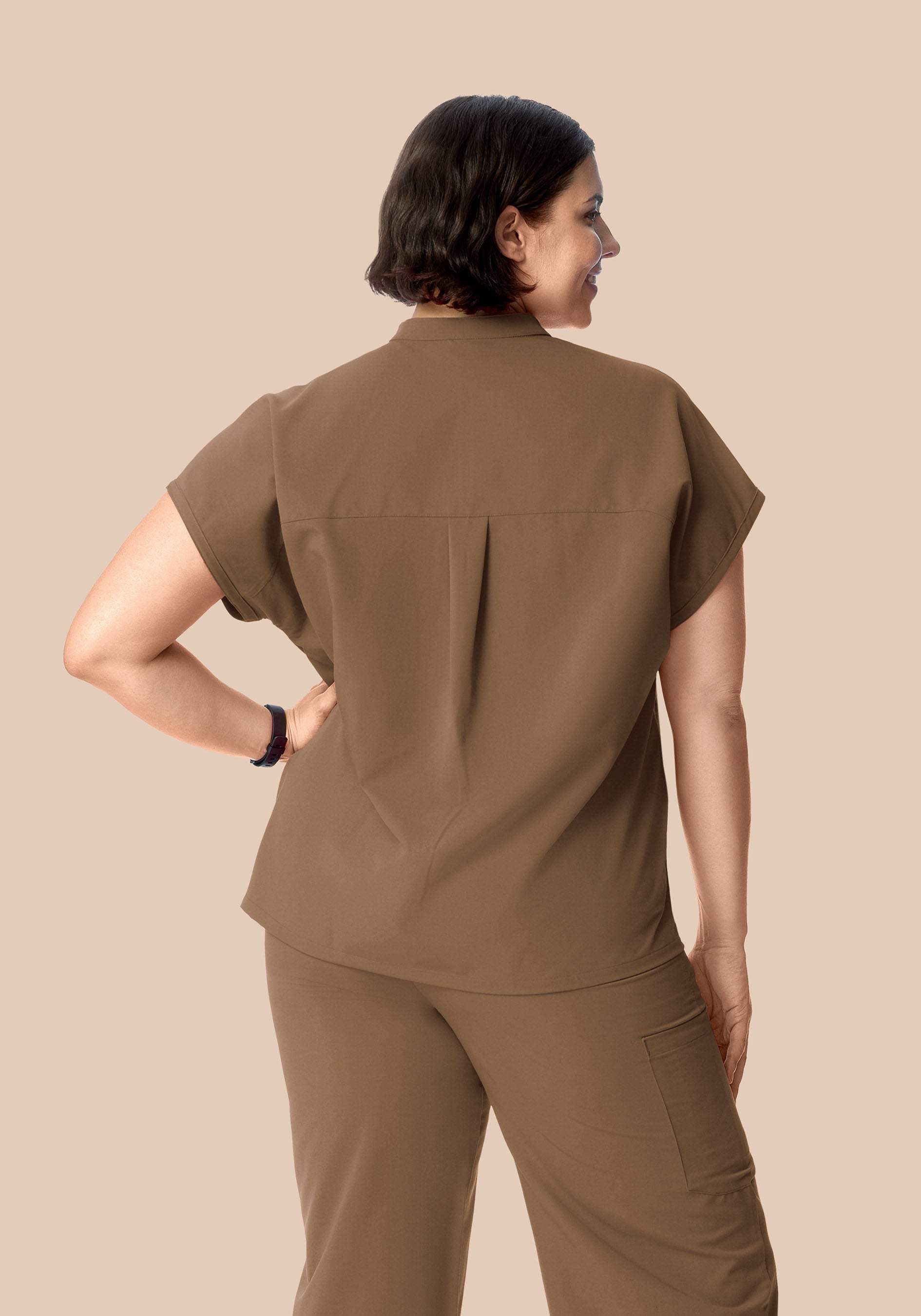 Mandarin Dolman Top Ash Brown