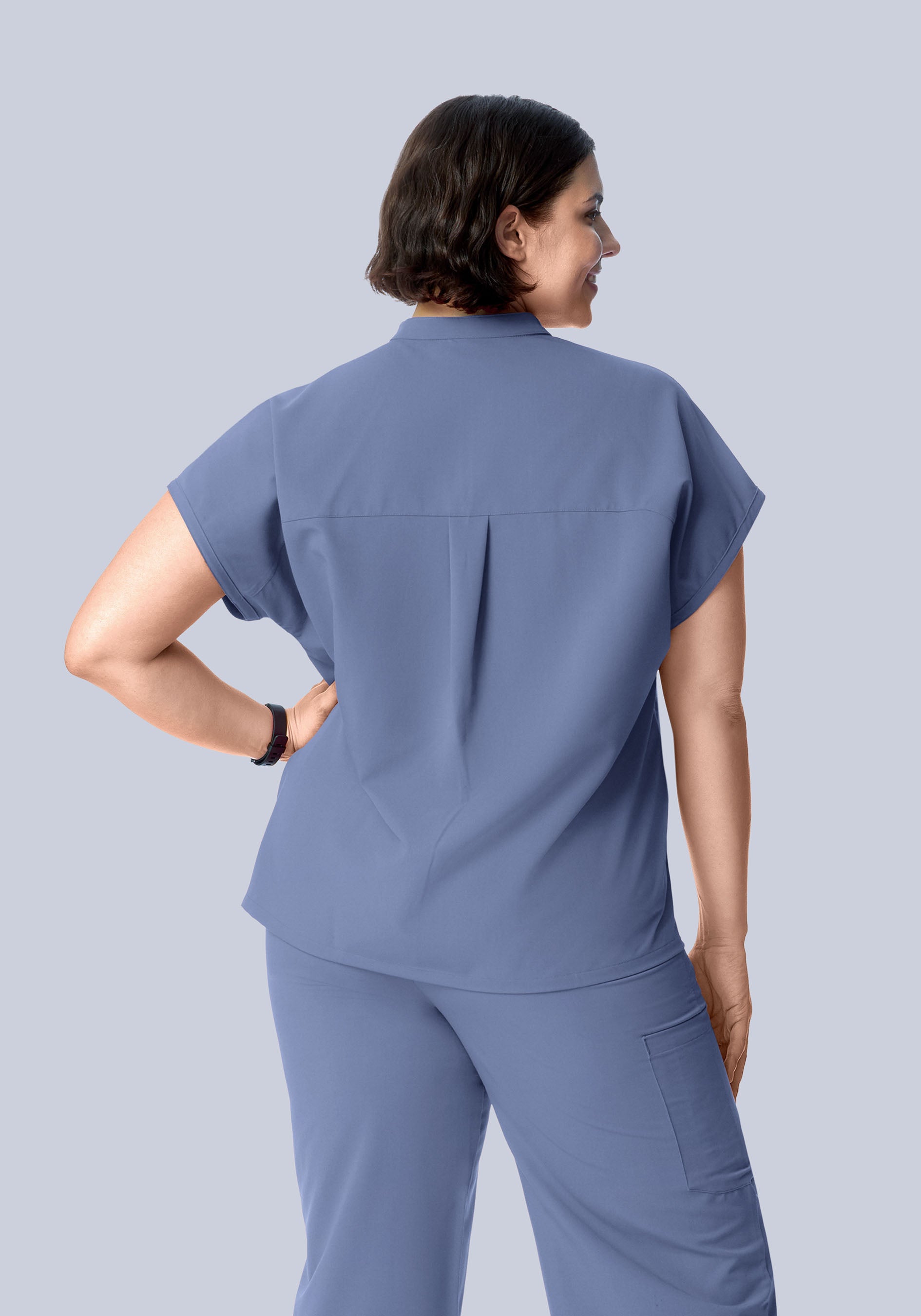 Mandarin Dolman Top Periwinkle