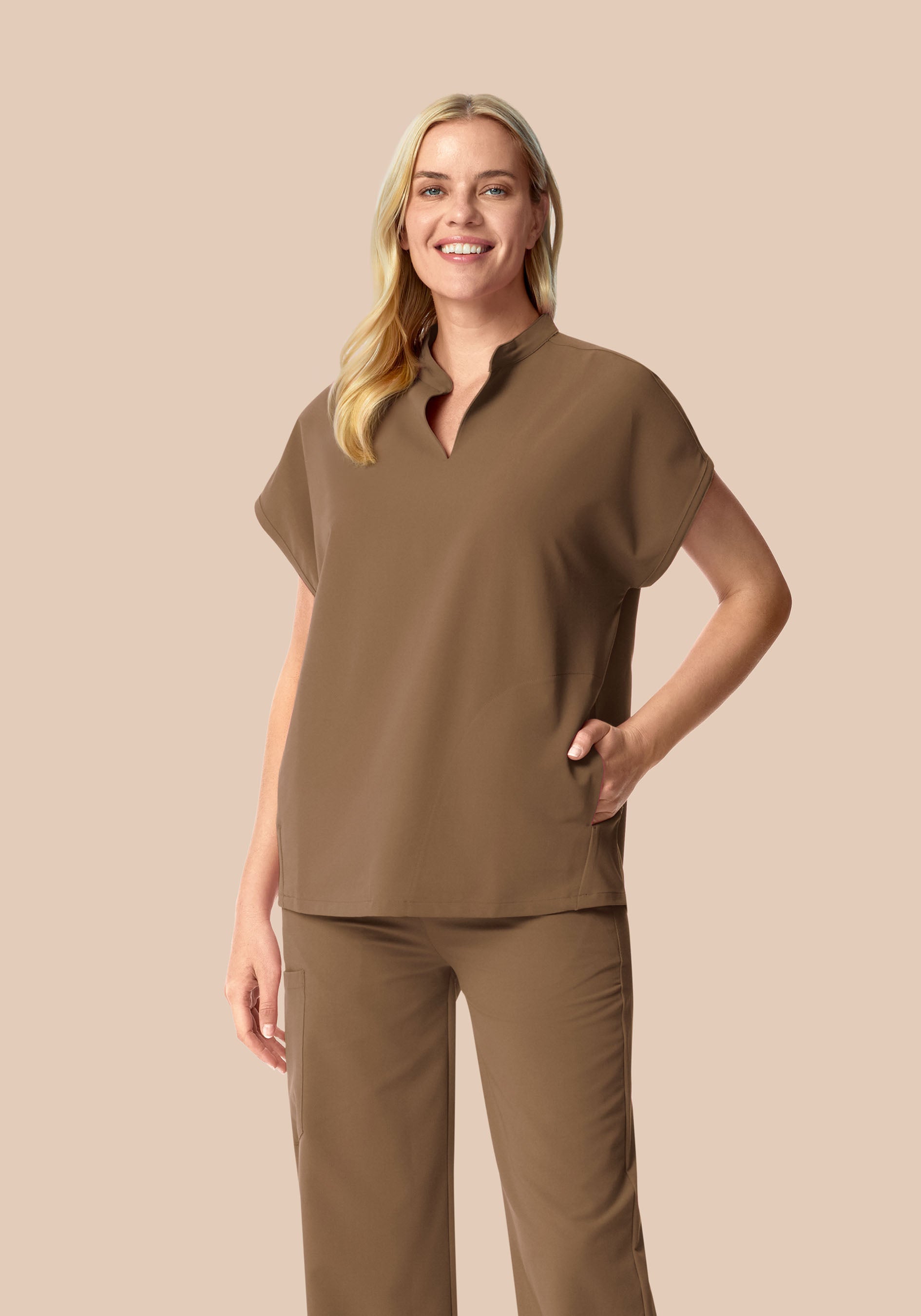 Mandarin Dolman Top Ash Brown