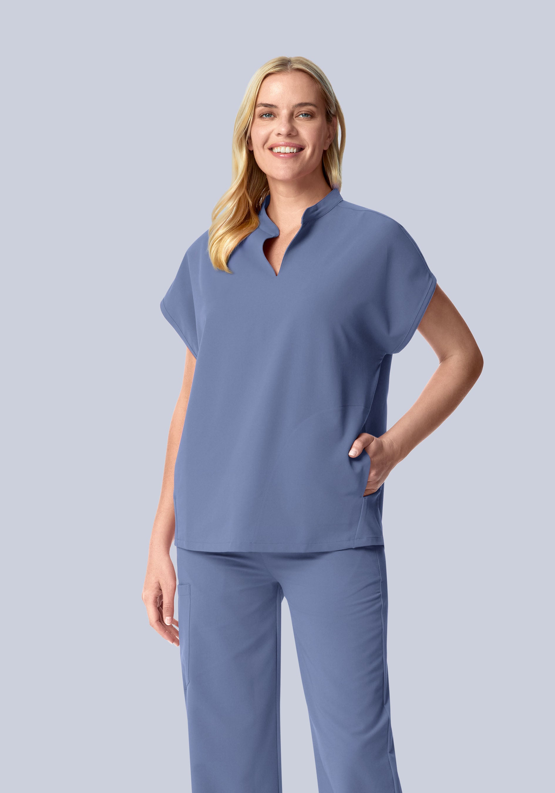 Mandarin Dolman Top Periwinkle