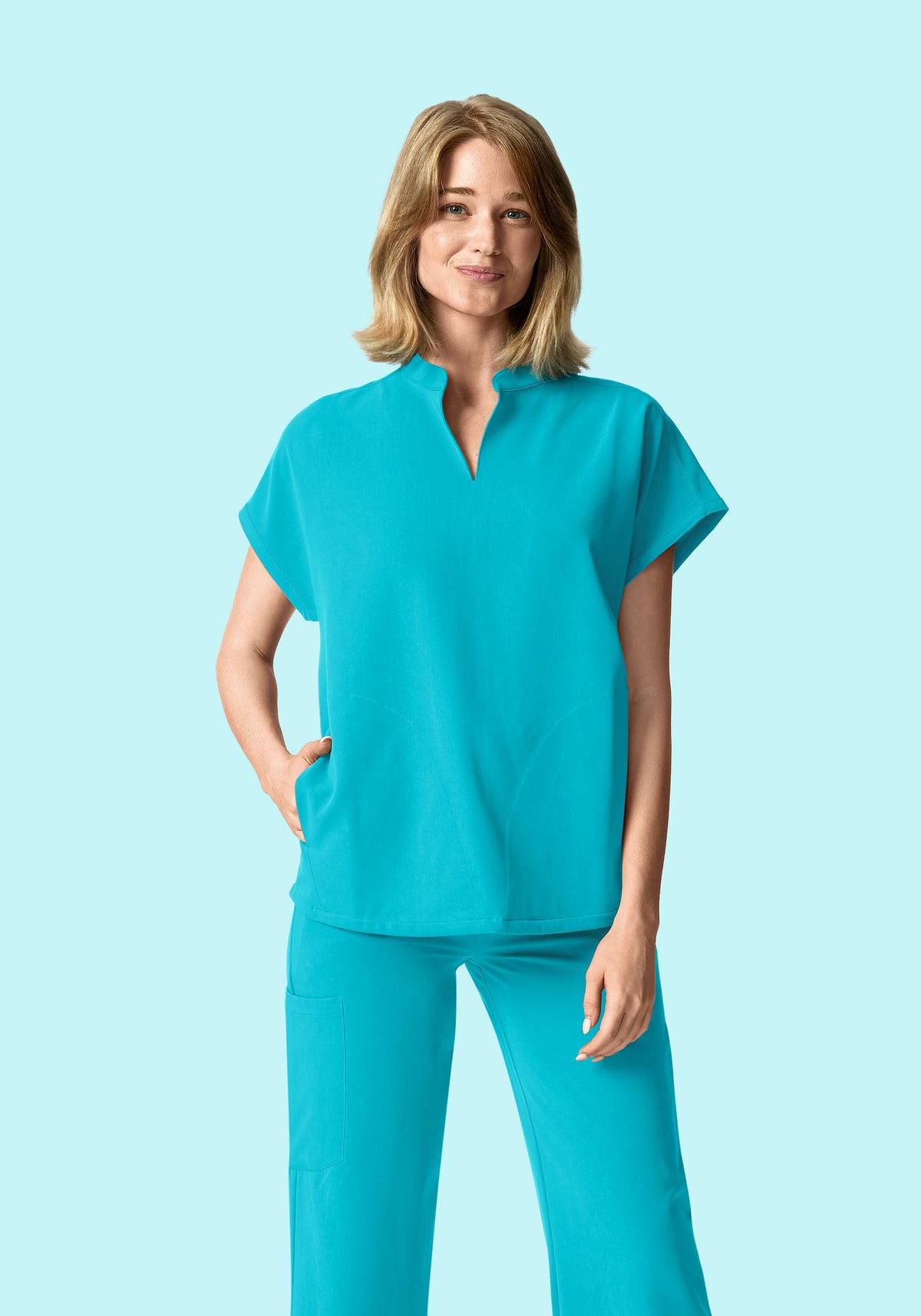 Mandarin Dolman Top Teal