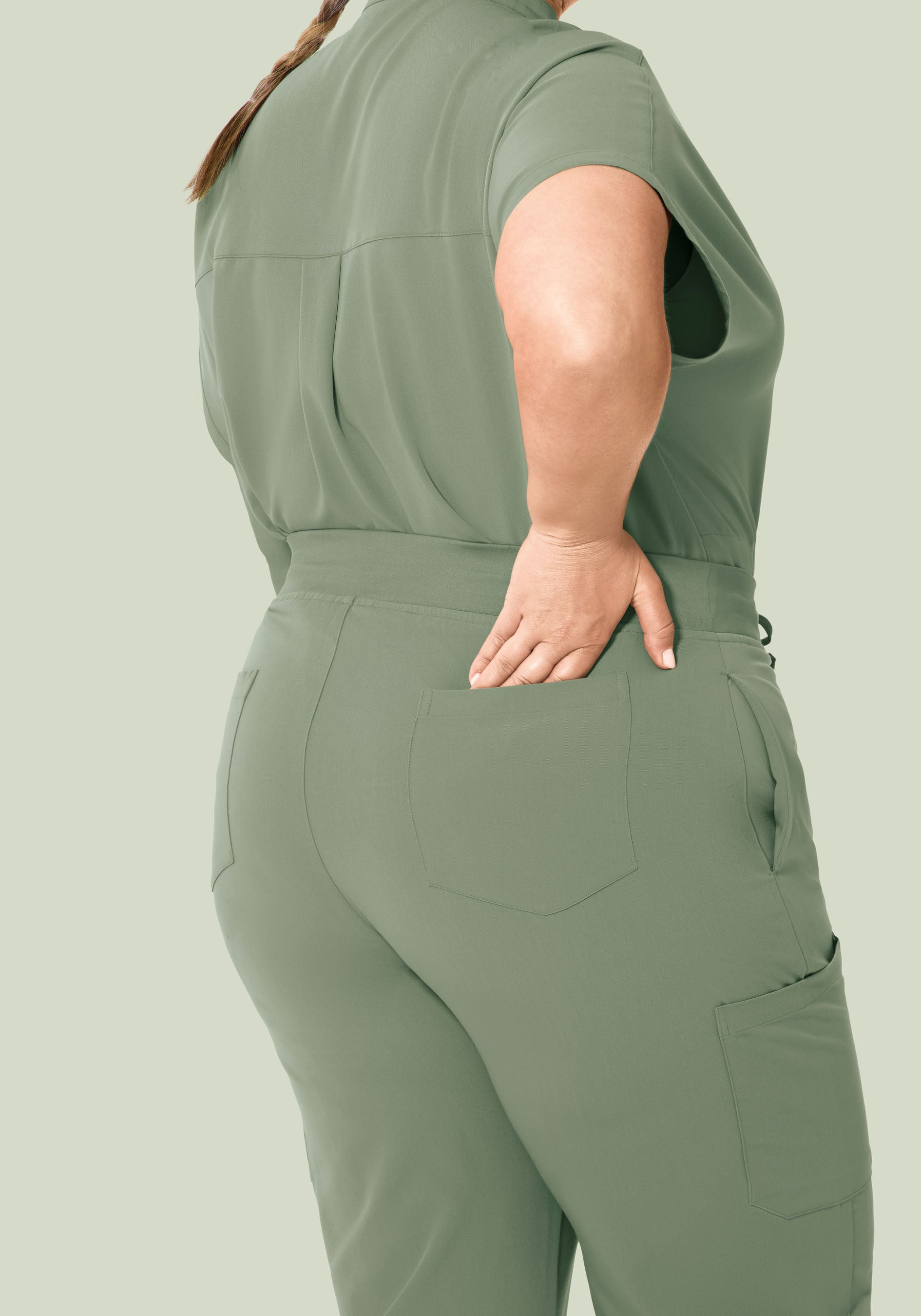 High Waisted Cargos Cool Sage