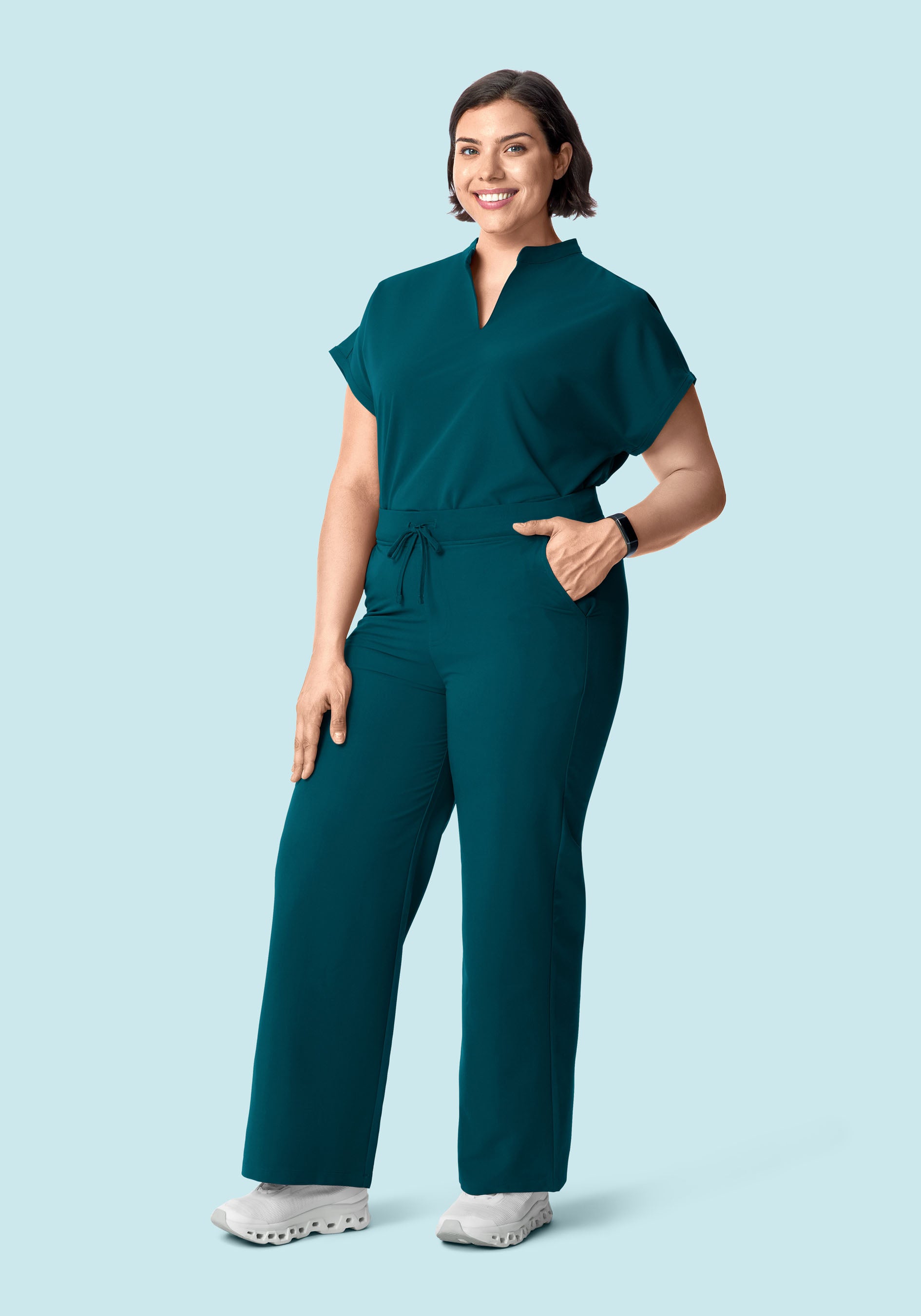 High Waisted Wide Leg Caribbean Blue