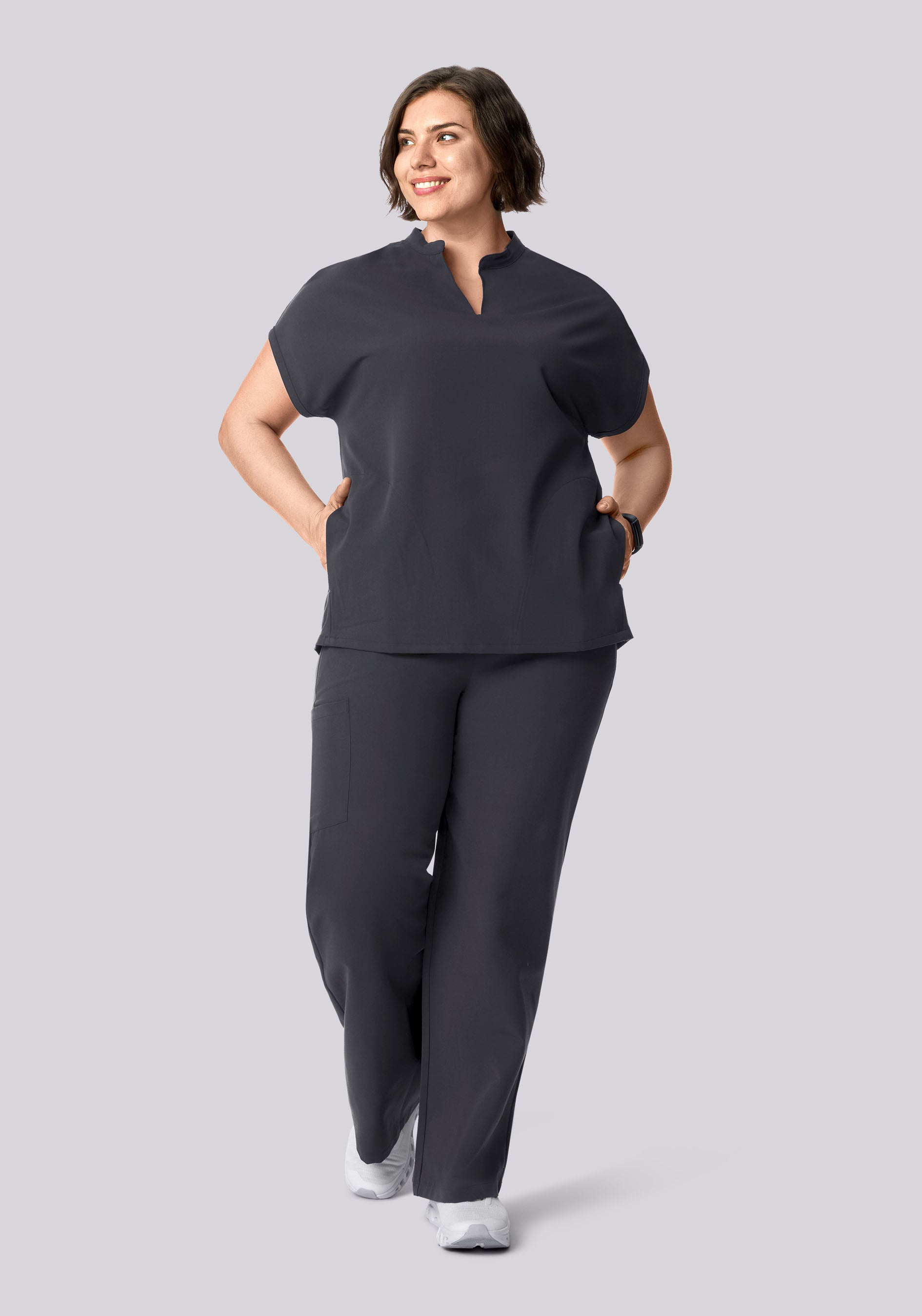 High Waisted Wide Leg Pewter