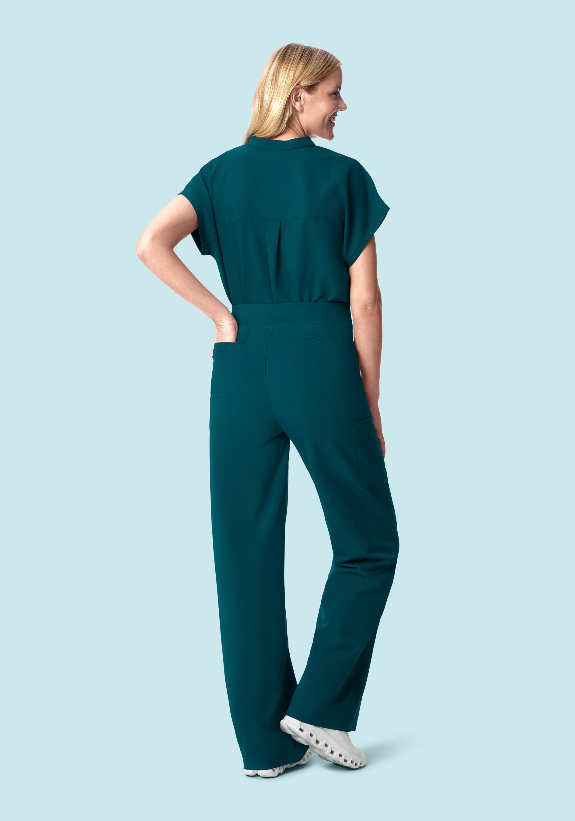 High Waisted Wide Leg Caribbean Blue