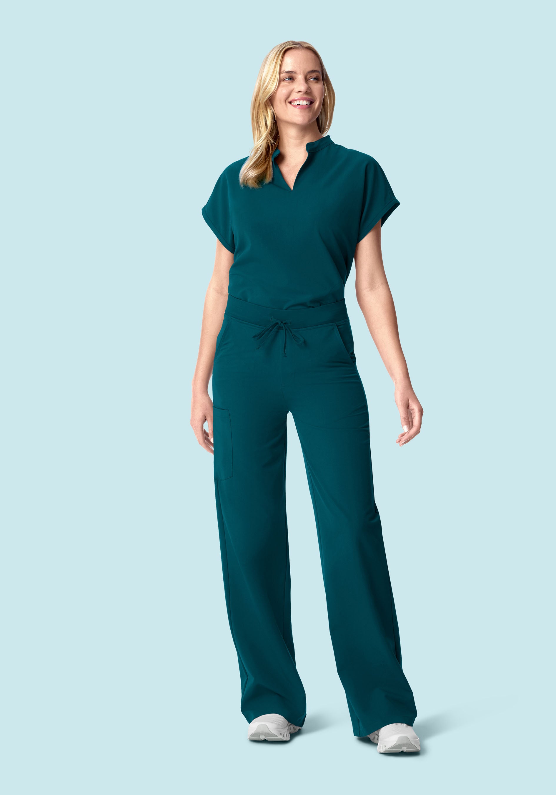 High Waisted Wide Leg Caribbean Blue