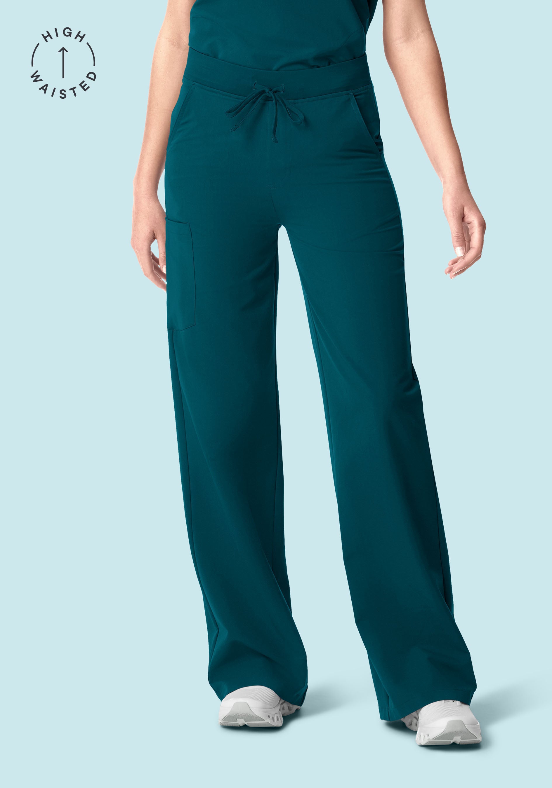 High Waisted Wide Leg Caribbean Blue