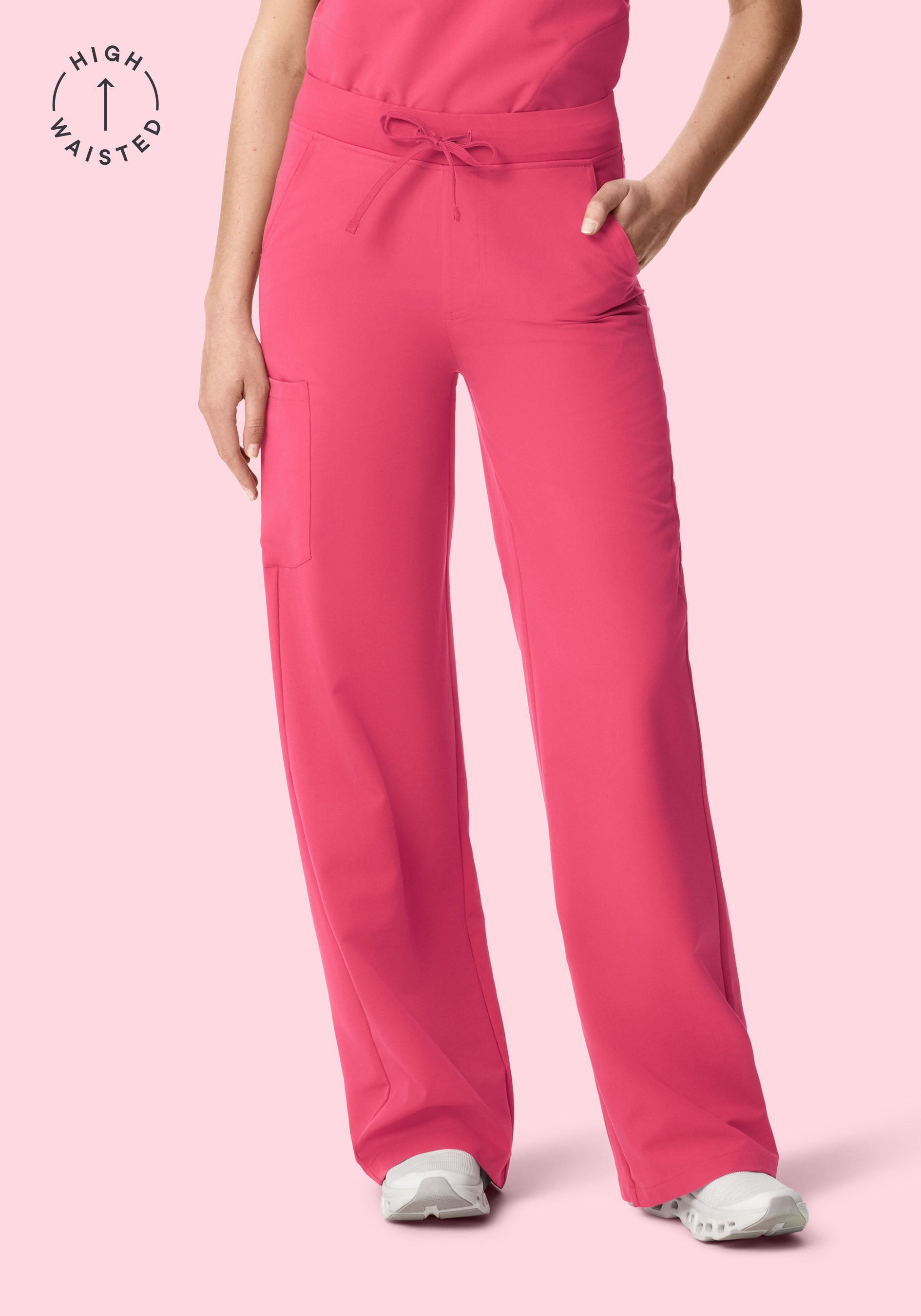 Women's High Waisted Wide Leg Scrub Pants - Carmine | Mandala Scrubs