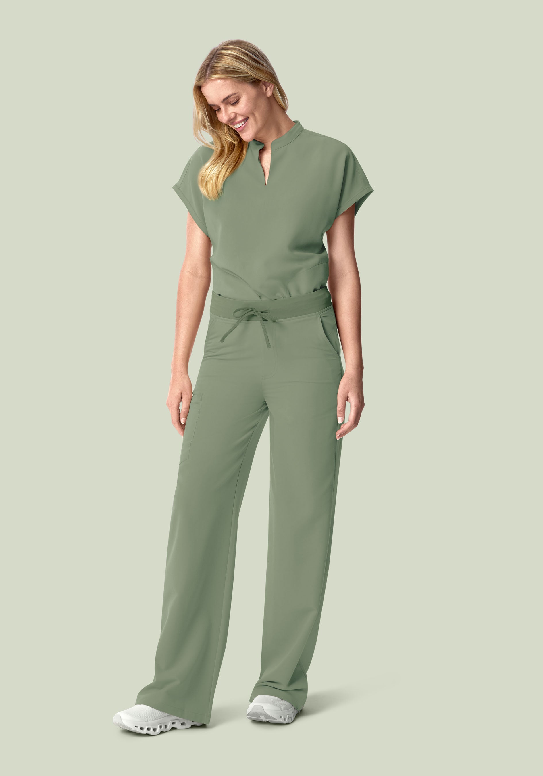 High Waisted Wide Leg Cool Sage