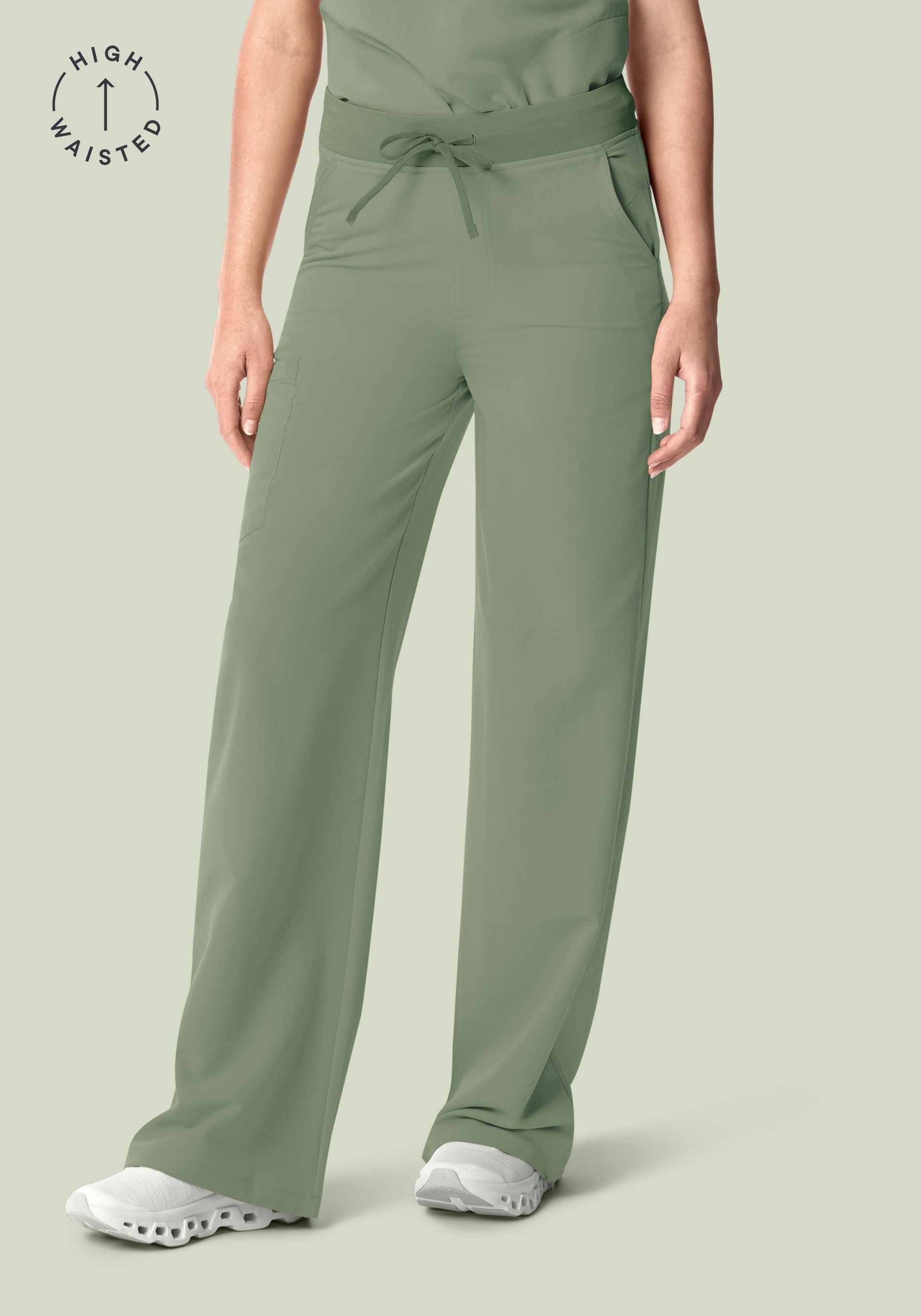 Women's High Waisted Wide Leg Scrub Pants - Cool Sage | Mandala Scrubs