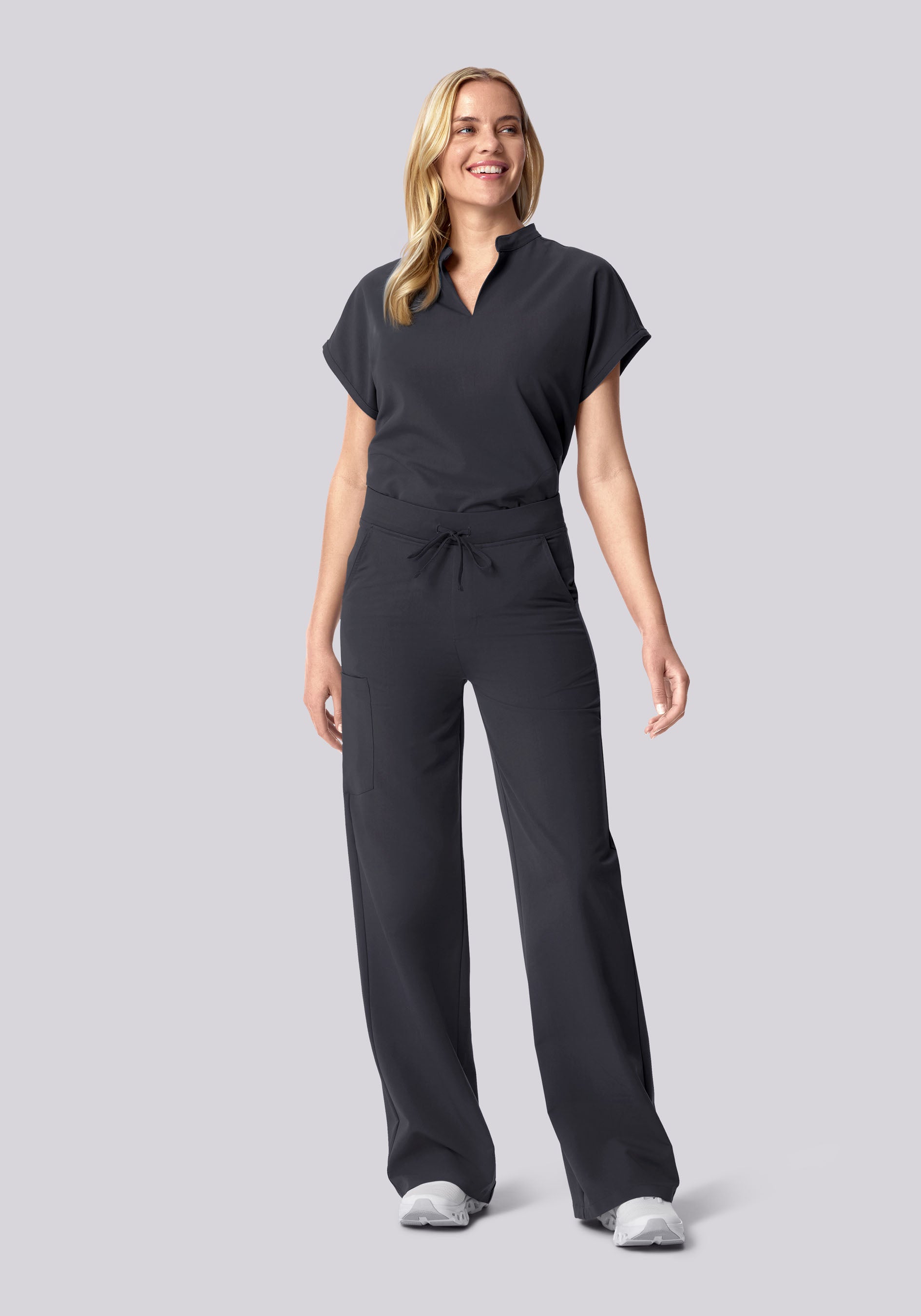 High Waisted Wide Leg Pewter
