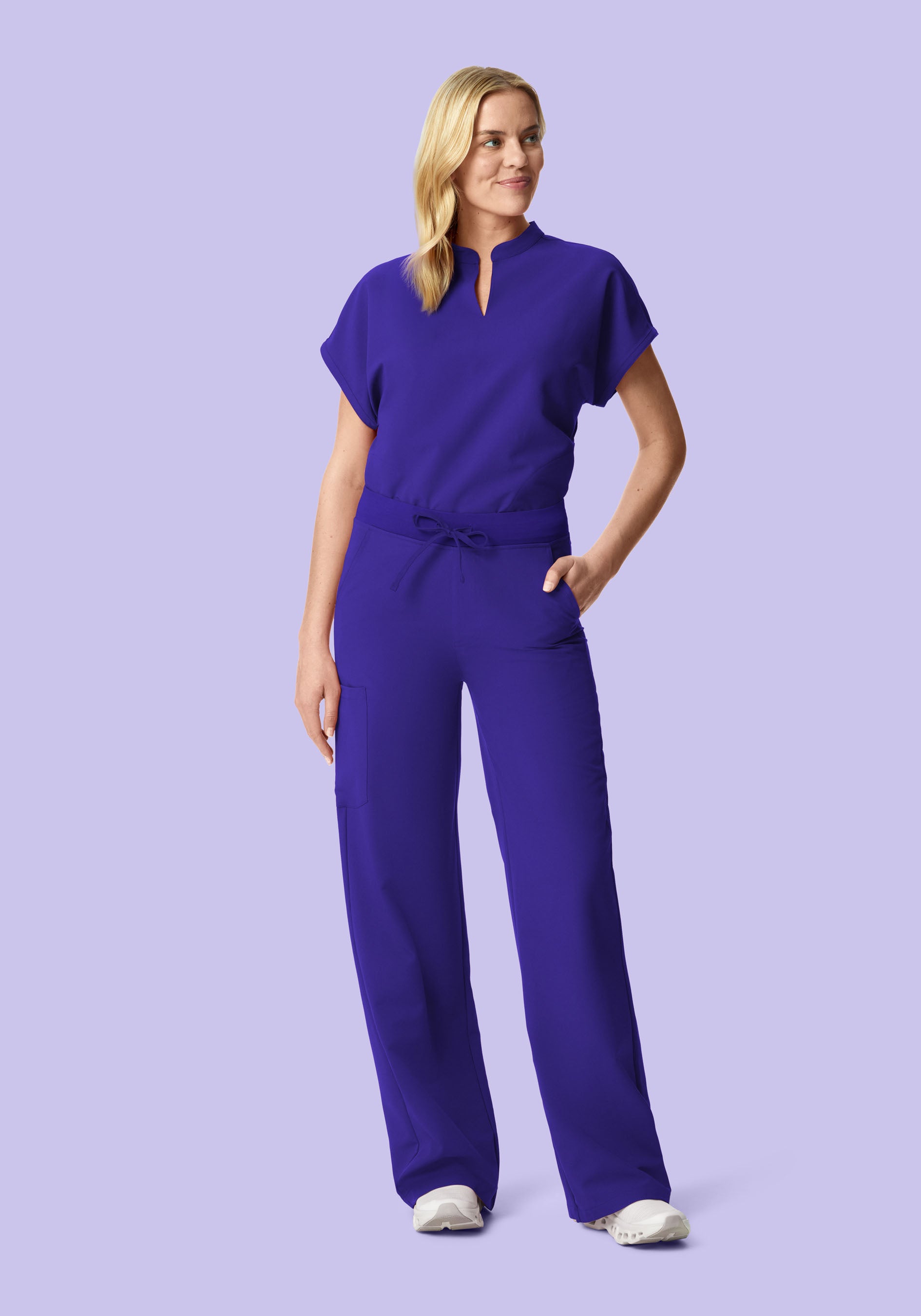 High Waisted Wide Leg True Grape