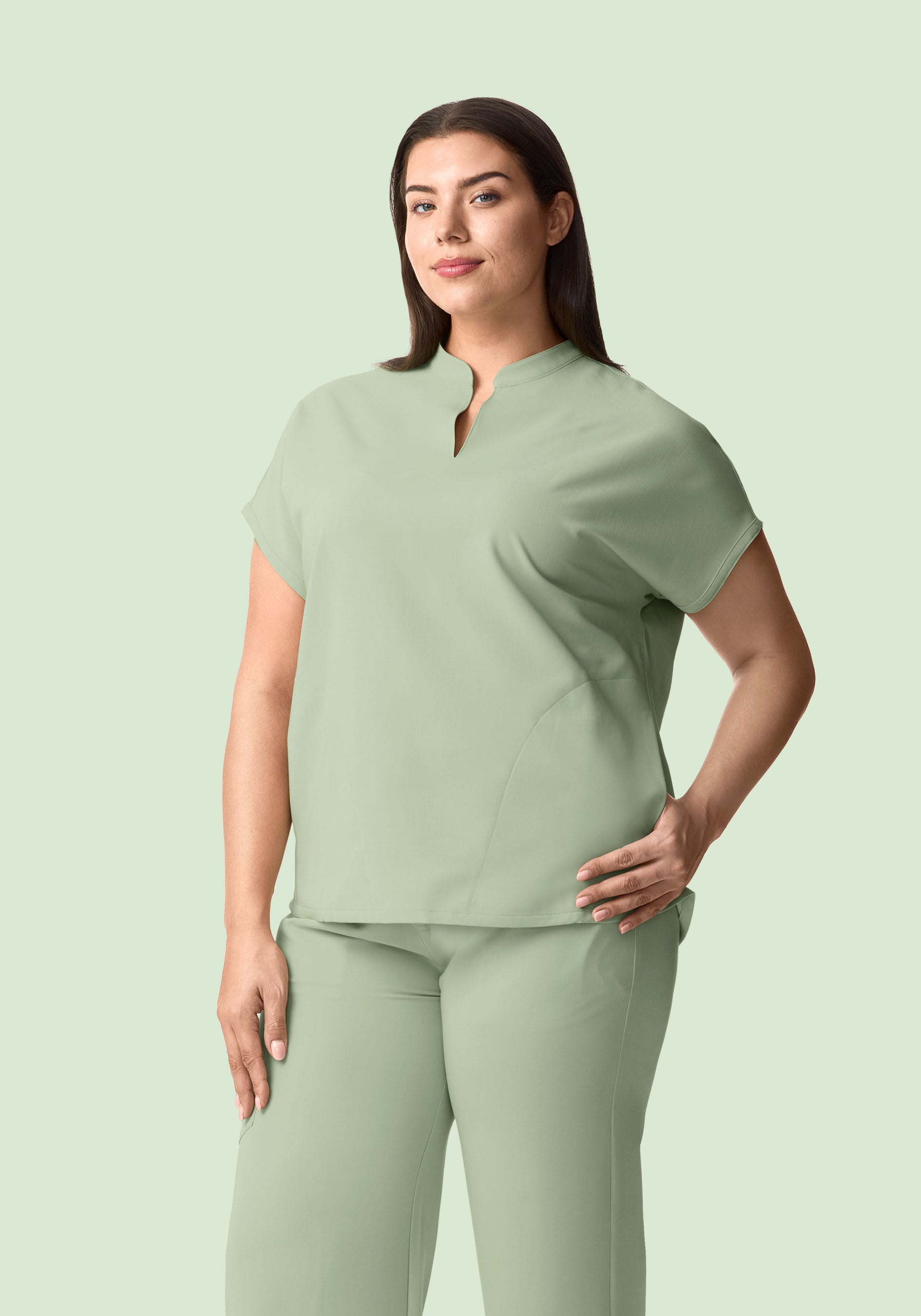 Mandarin Dolman Top Green Tea