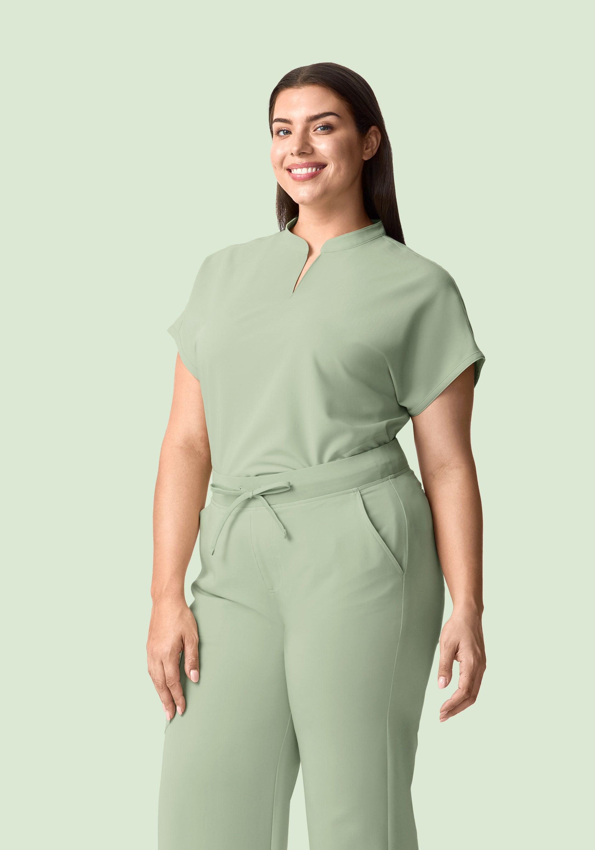 Mandarin Dolman Top Green Tea