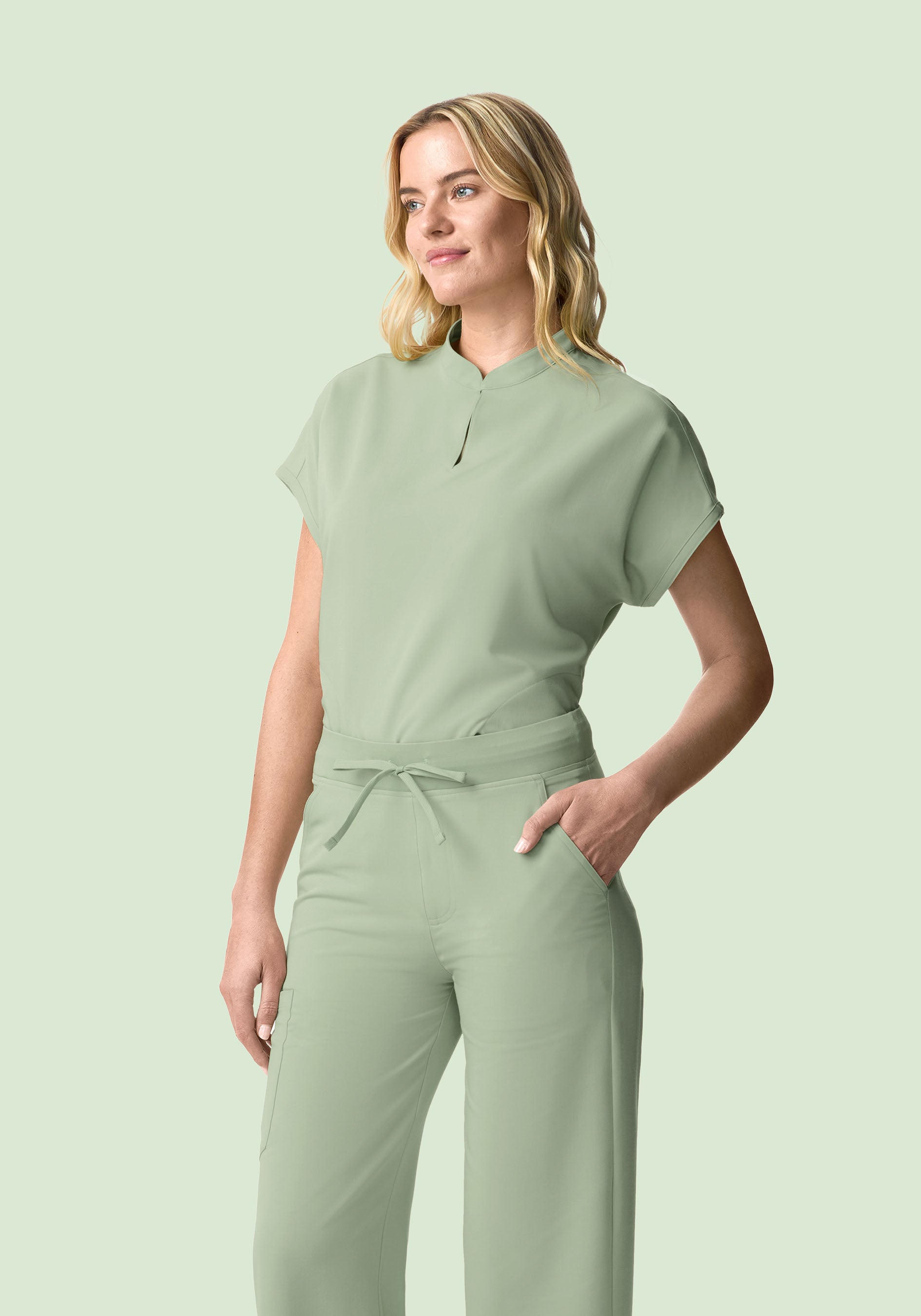 Mandarin Dolman Top Green Tea