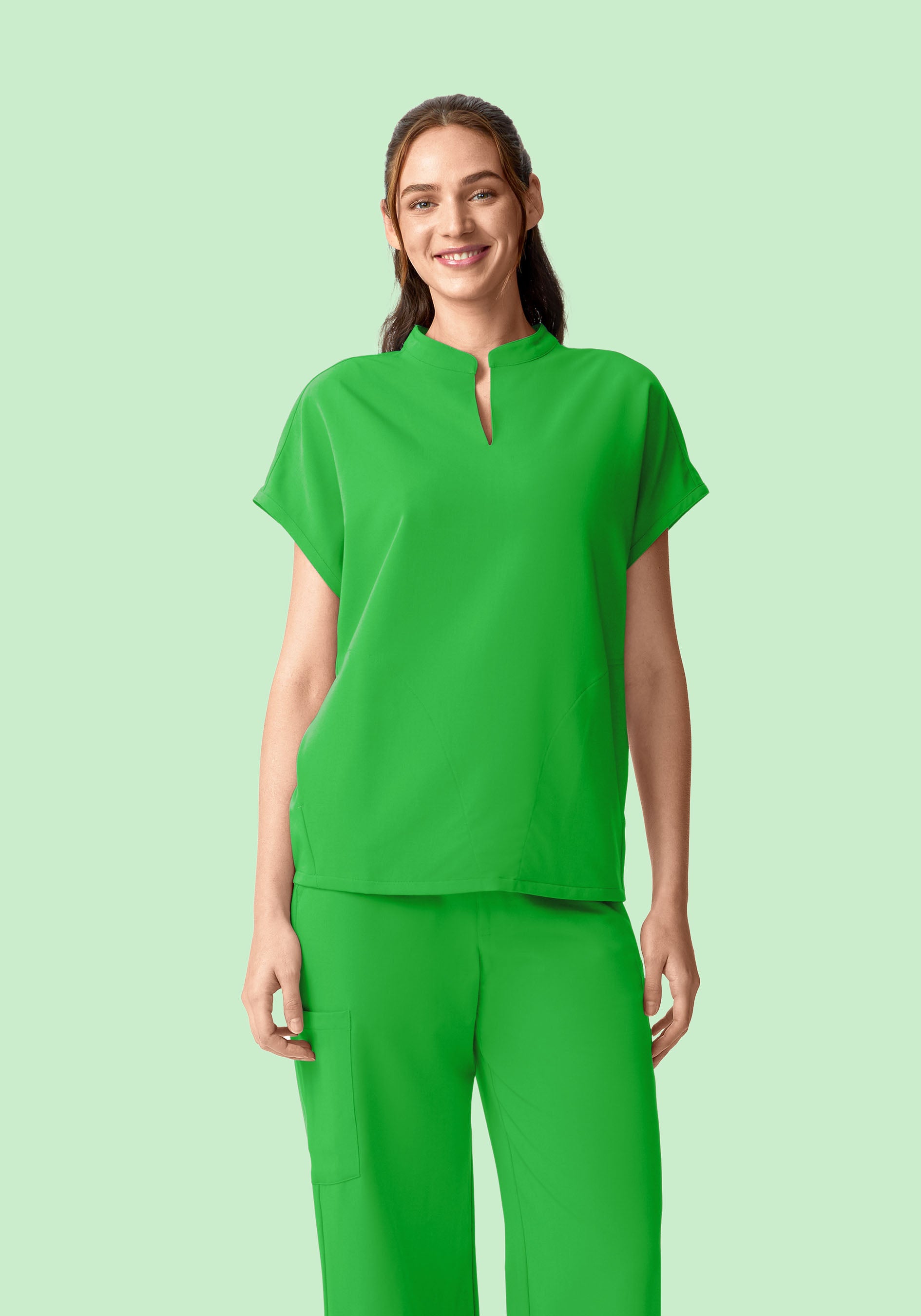 Mandarin Dolman Top Kelly Green