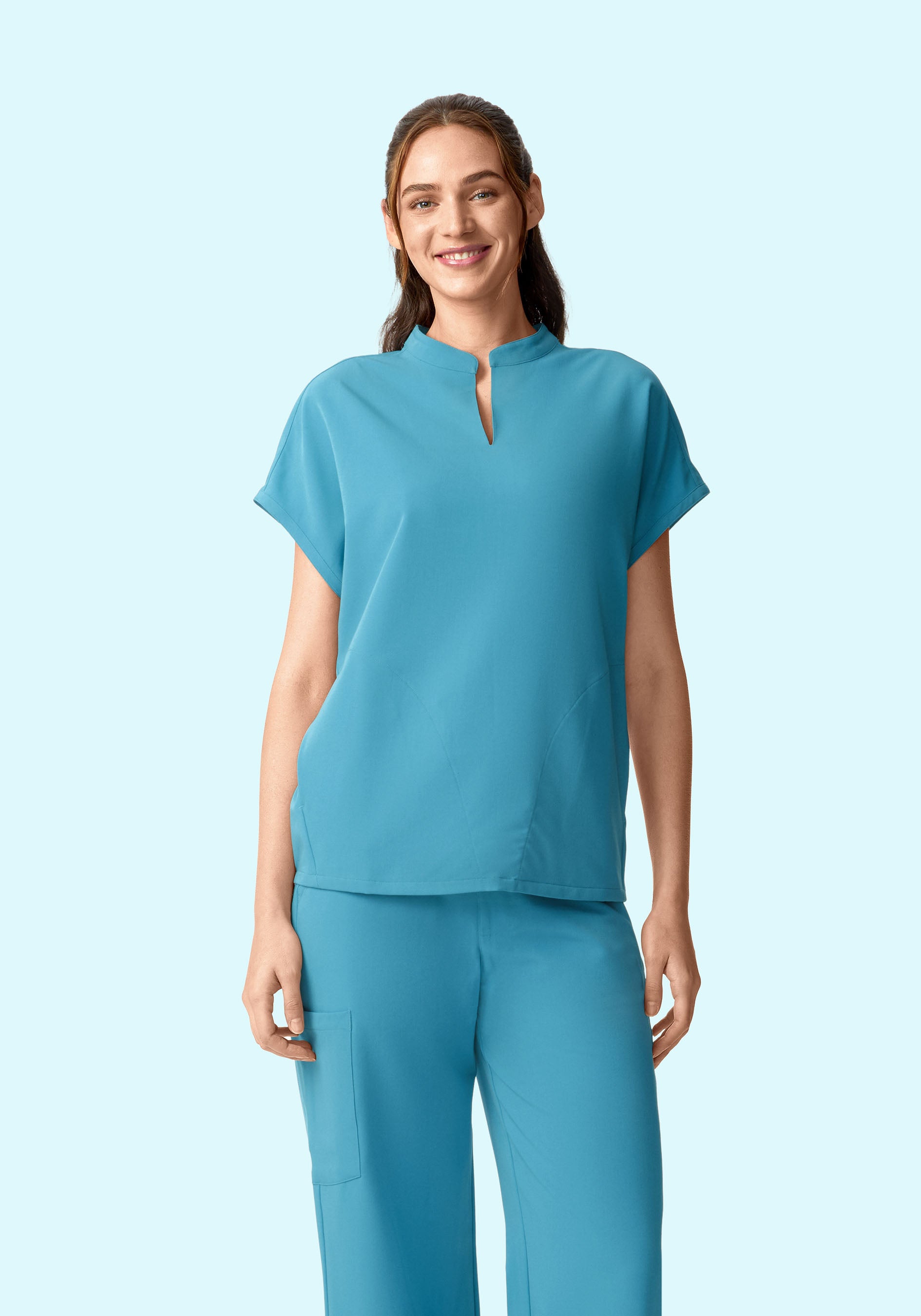 Women's Oversized Mandarin Dolman Scrub Top - Wave | Mandala Scrubs