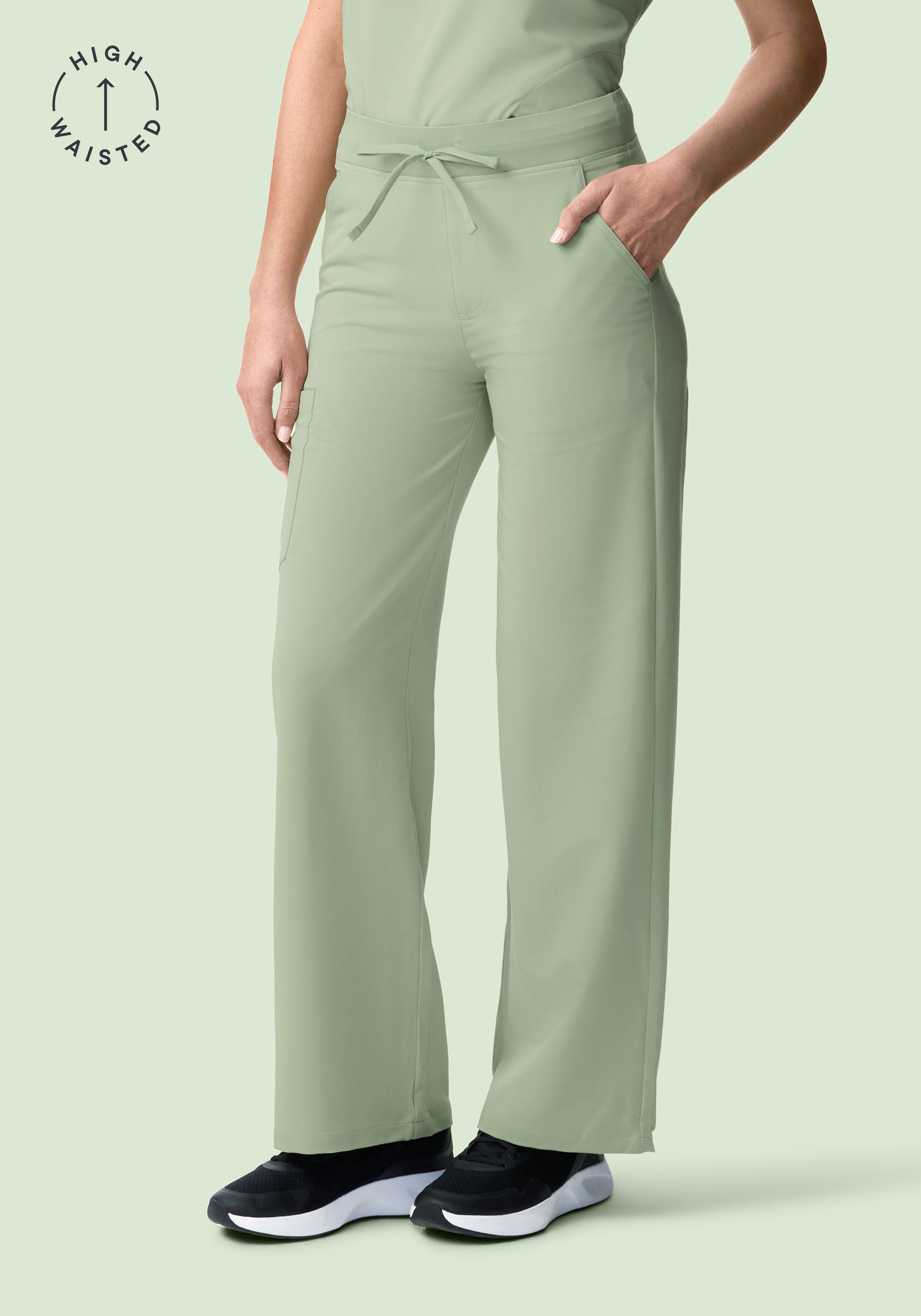 High Waisted Wide Leg Green Tea