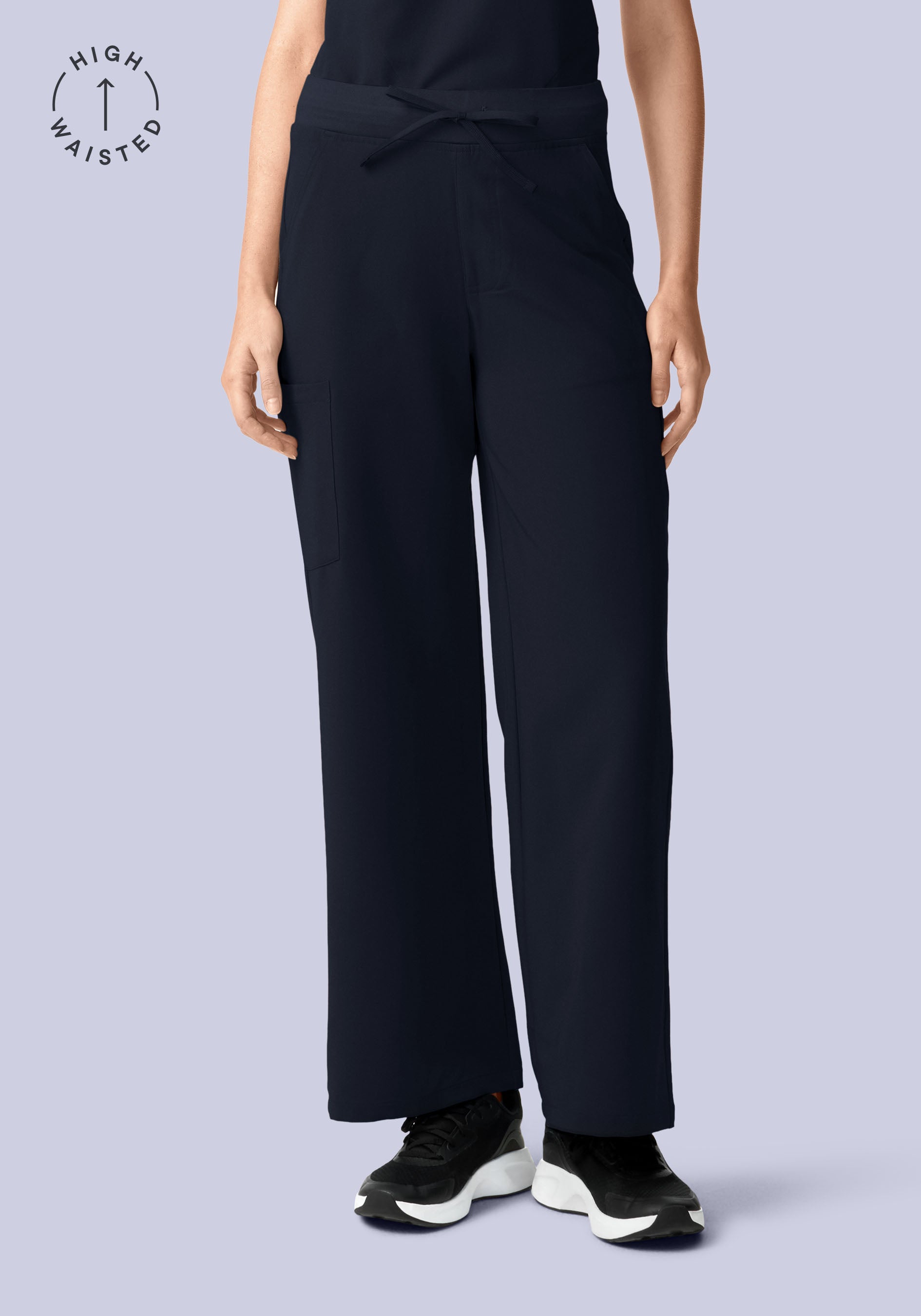 Women's High Waisted Wide Leg Scrub Pants - Midnight Navy