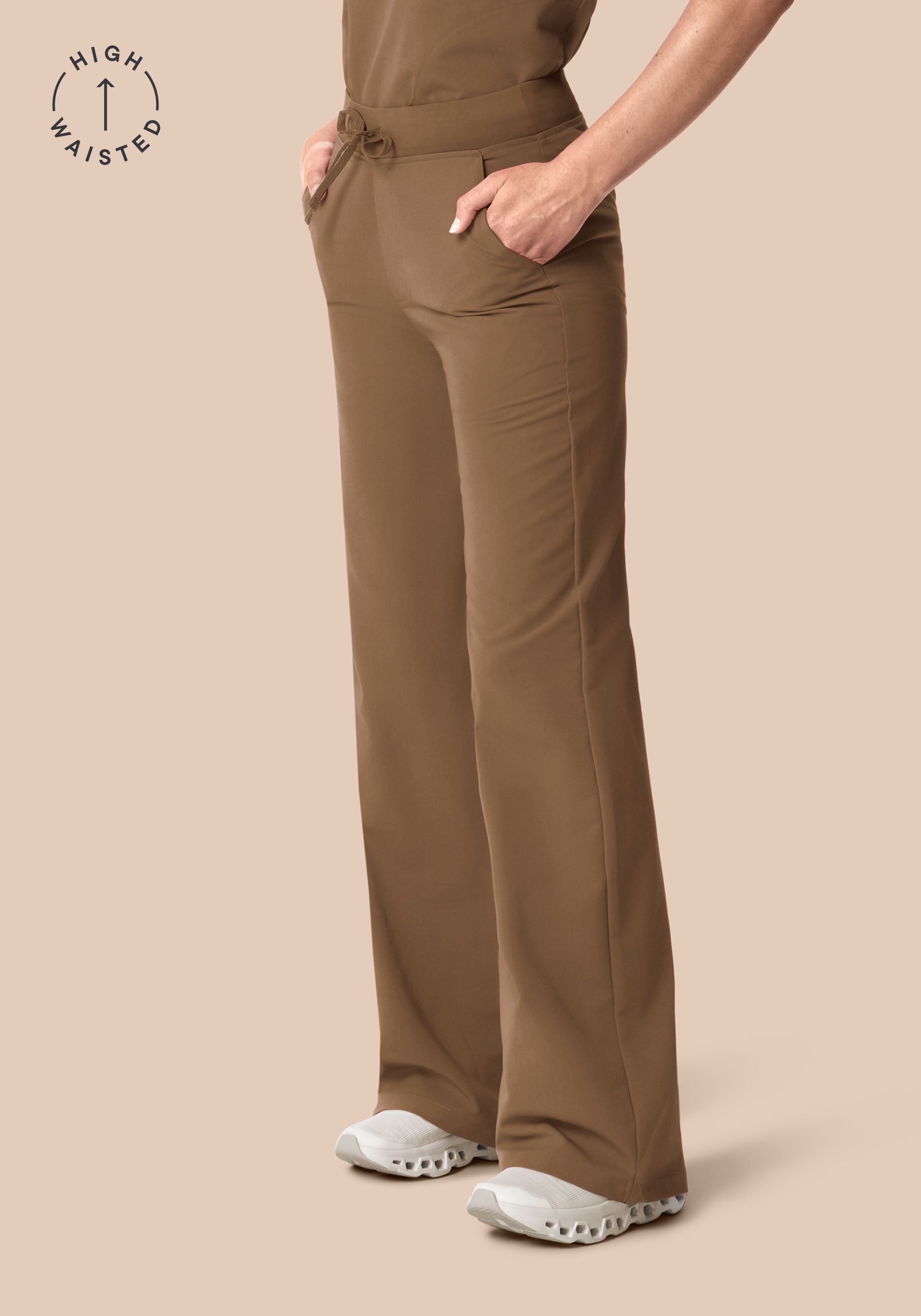 High Waisted Wide Leg Ash Brown