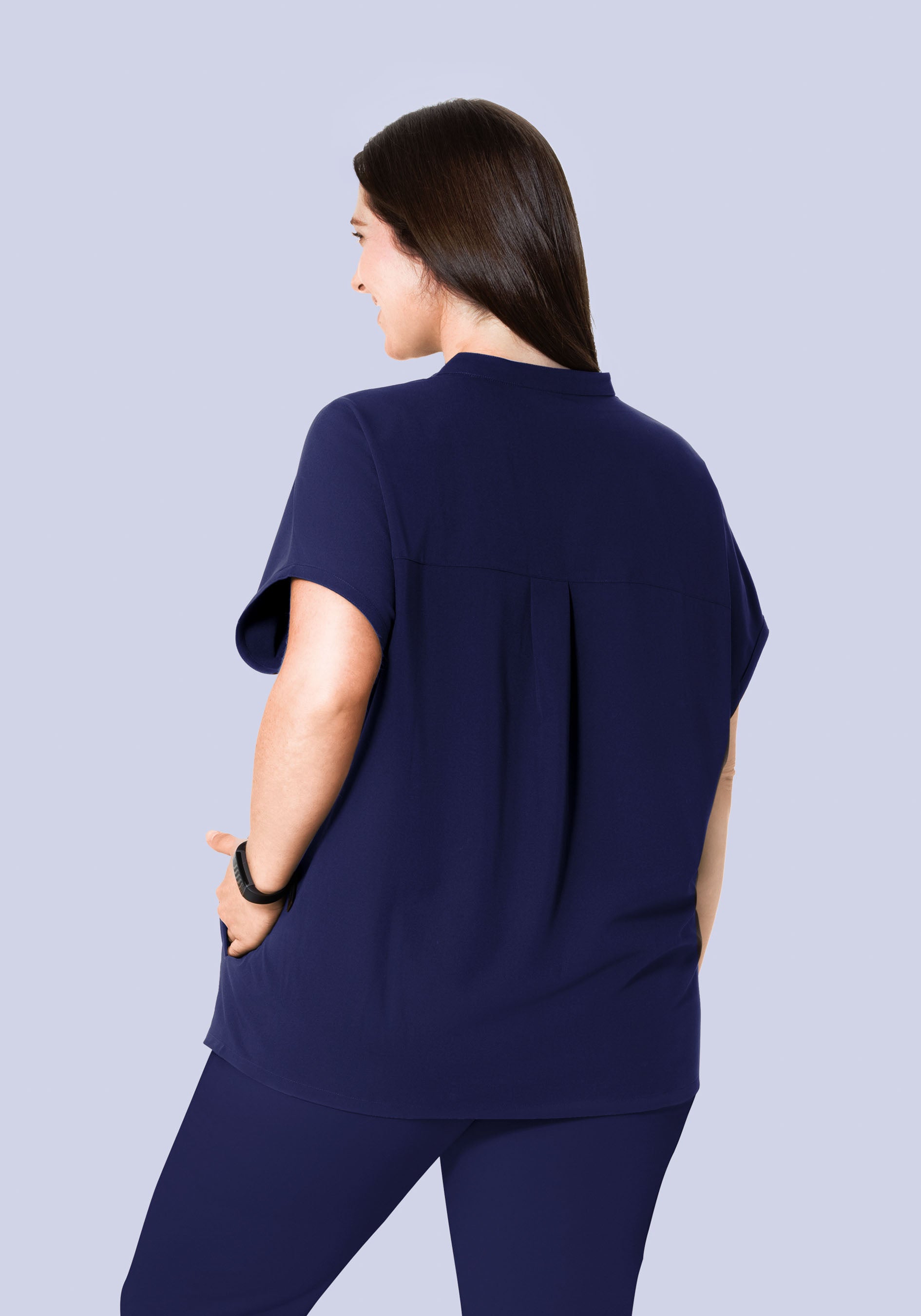 Mandarin Dolman Top Navy