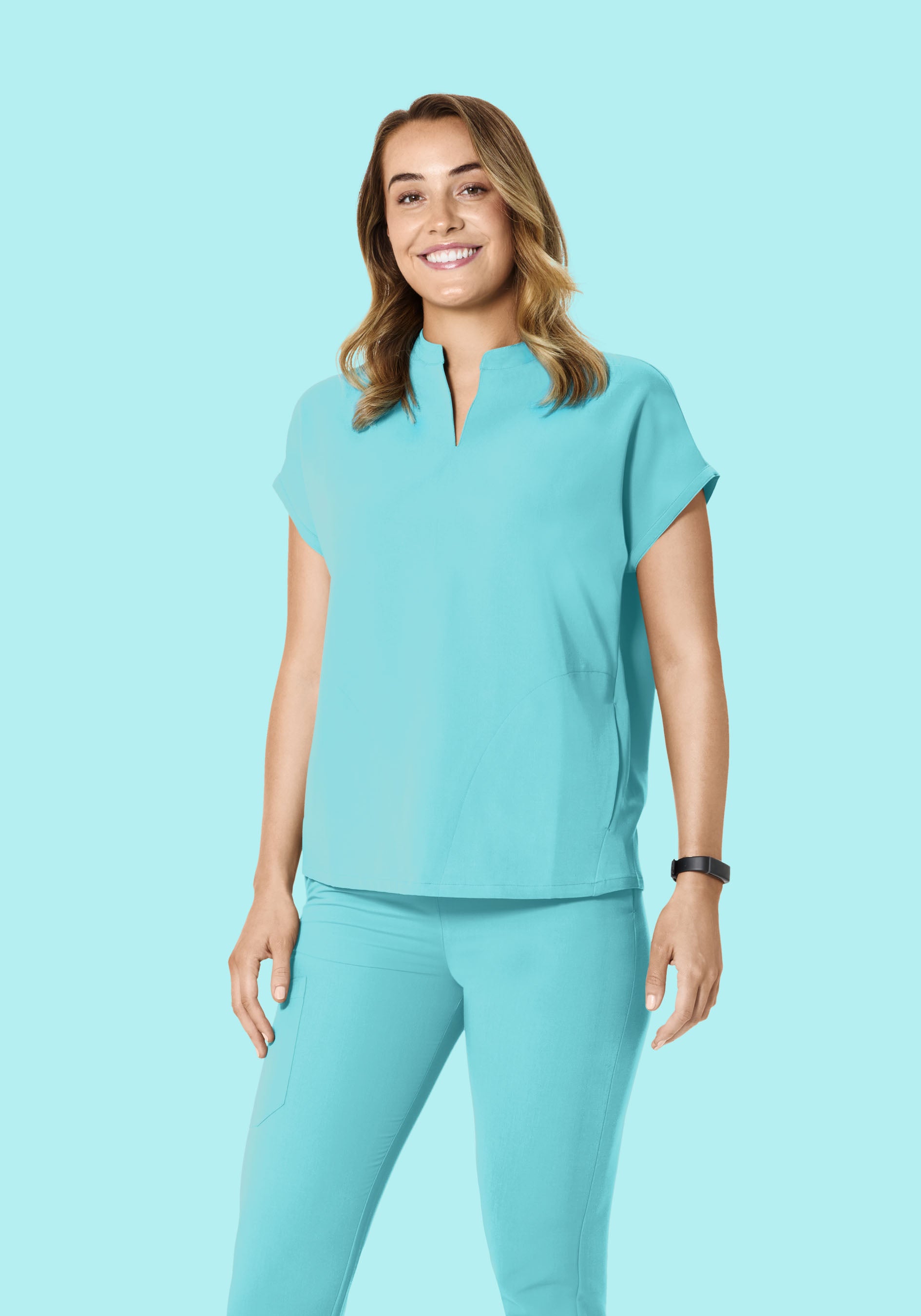 Mandarin Dolman Top Aqua