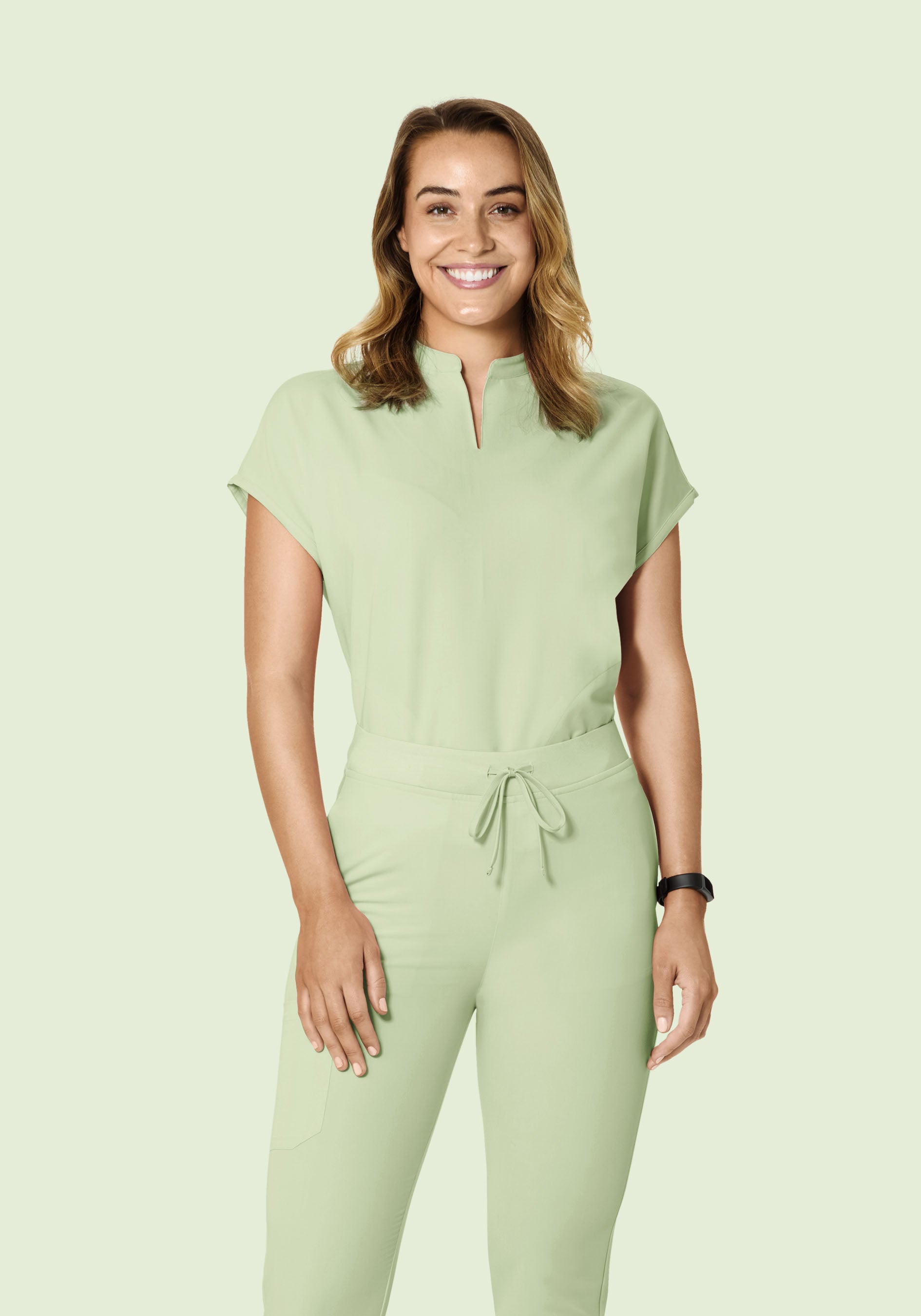 Women's Oversized Mandarin Dolman Scrub Top - Matcha | Mandala Scrubs