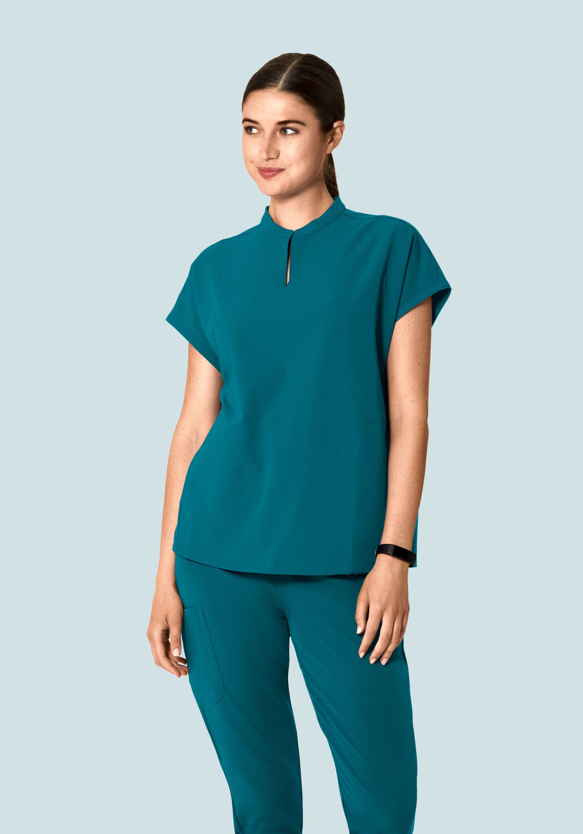 Women's Oversized Mandarin Dolman Scrub Top - Peacock | Mandala Scrubs