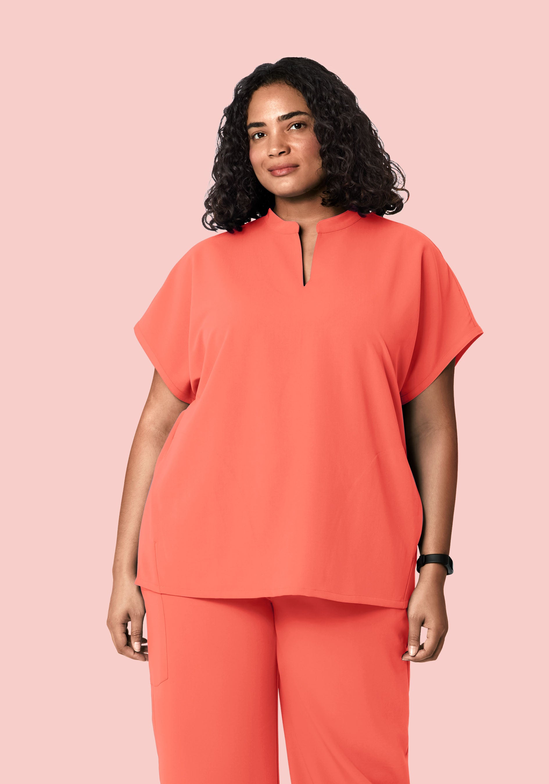 Mandarin Dolman Top Coral