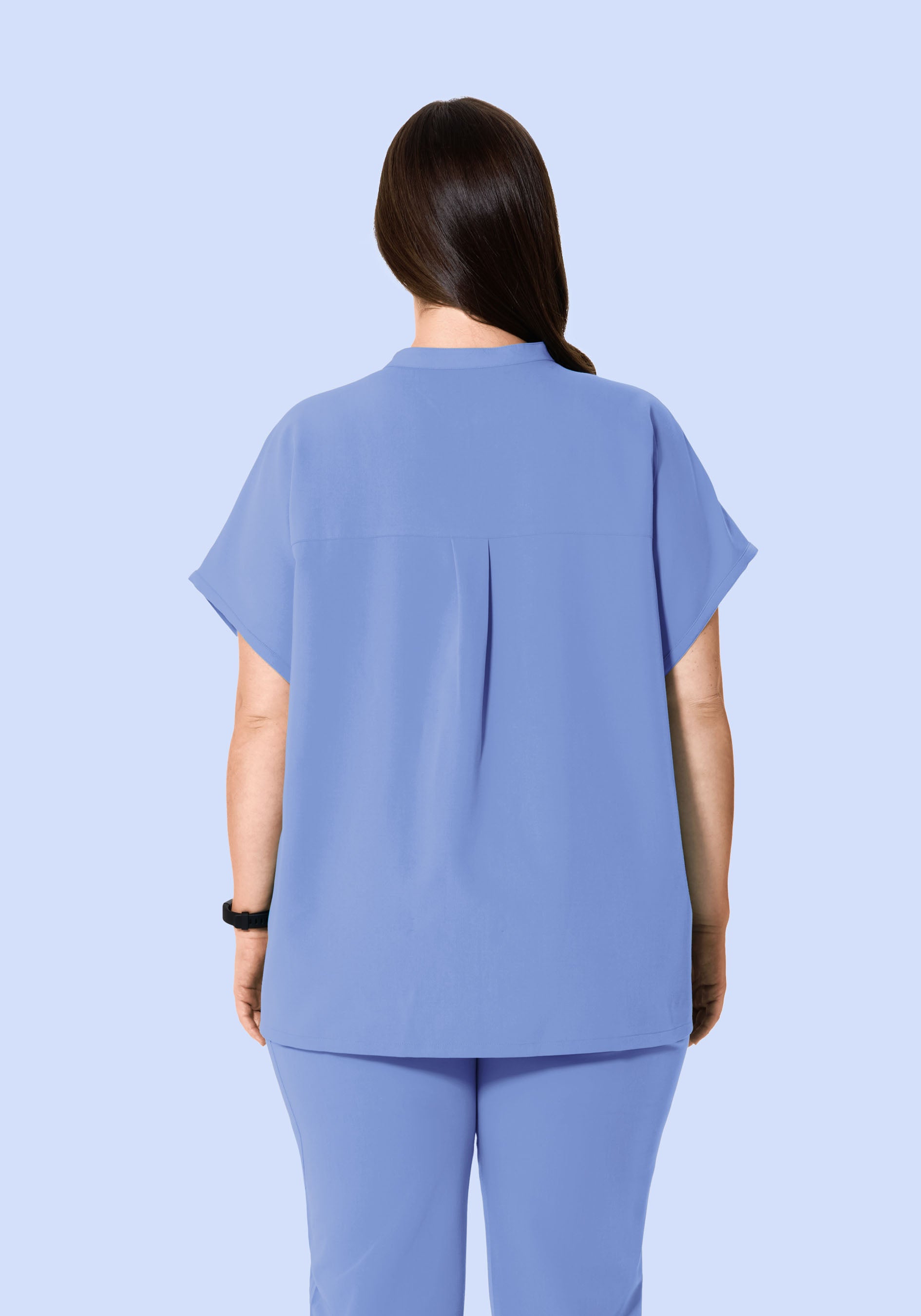 Mandarin Dolman Top Coastline Blue