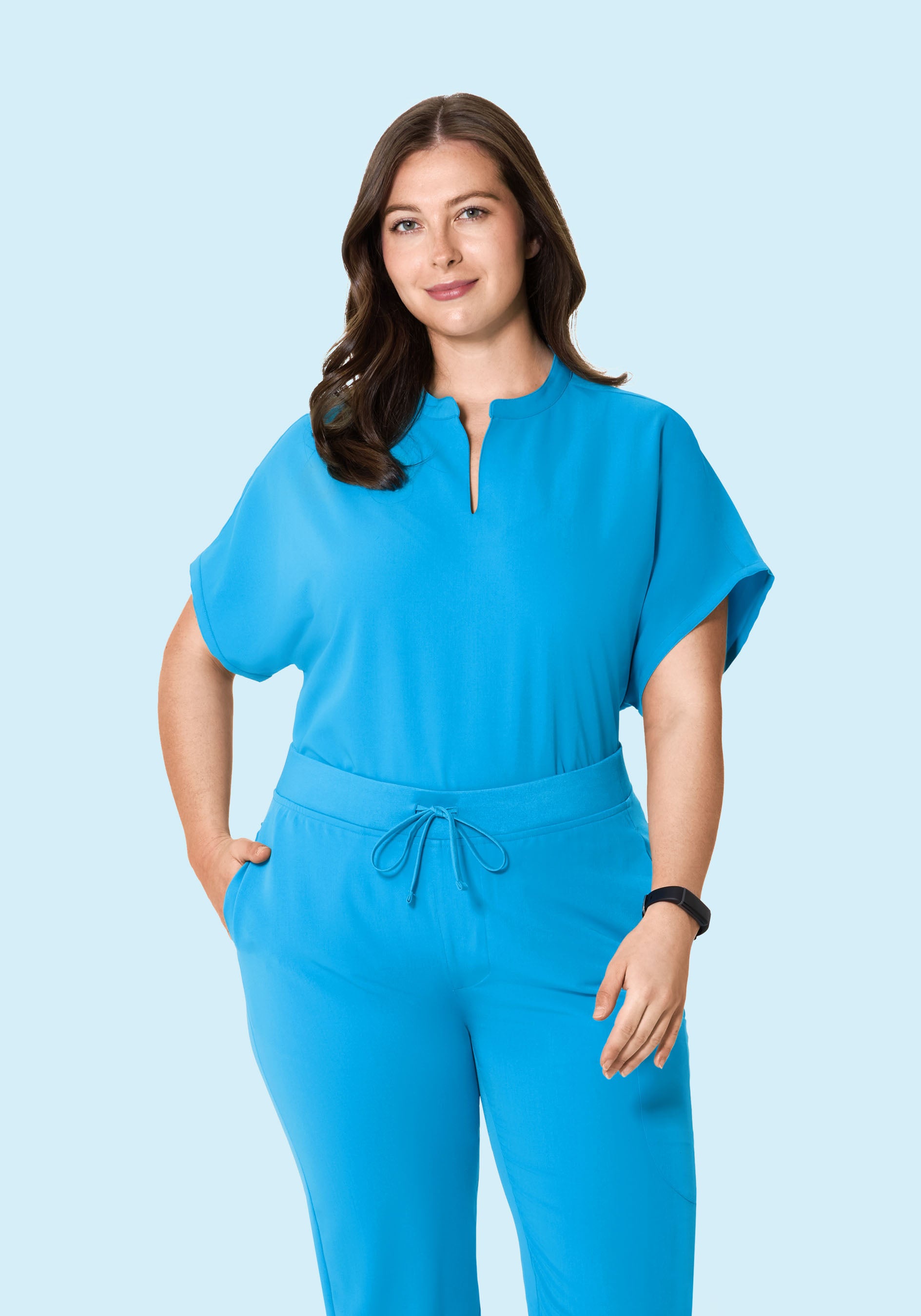 Mandarin Dolman Top Horizon Blue