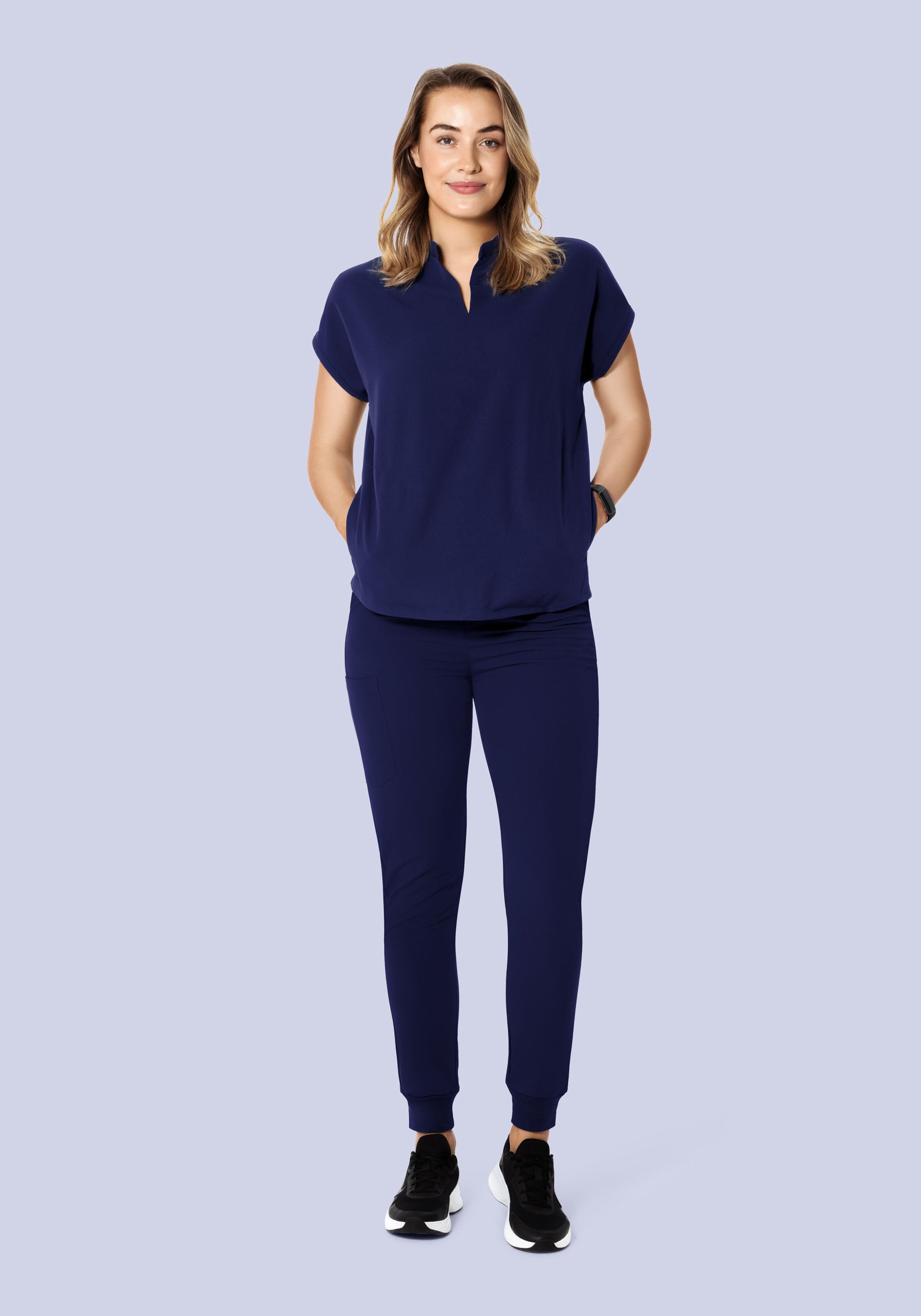 Mandarin Dolman Top Navy