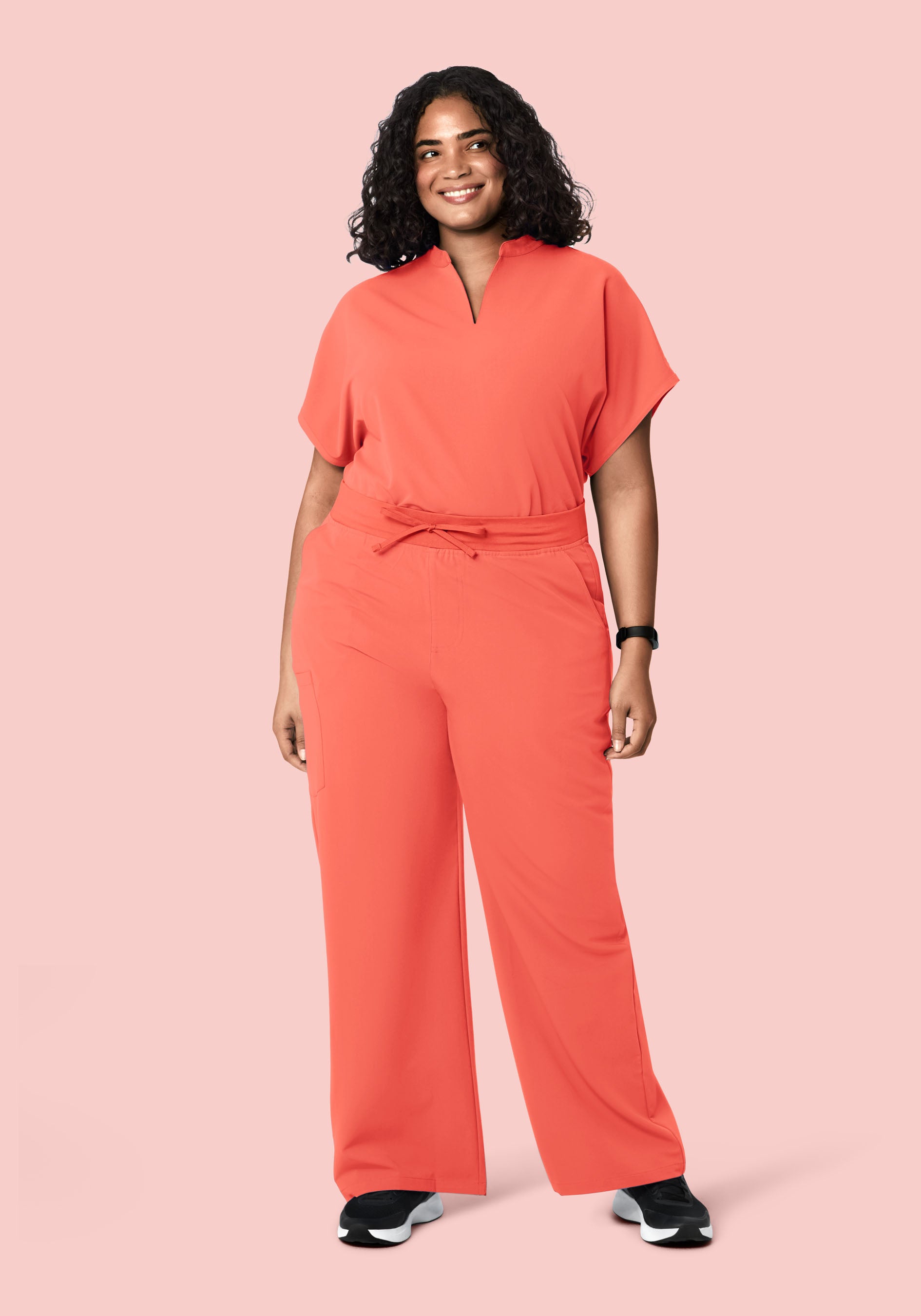 High Waisted Wide Leg Coral